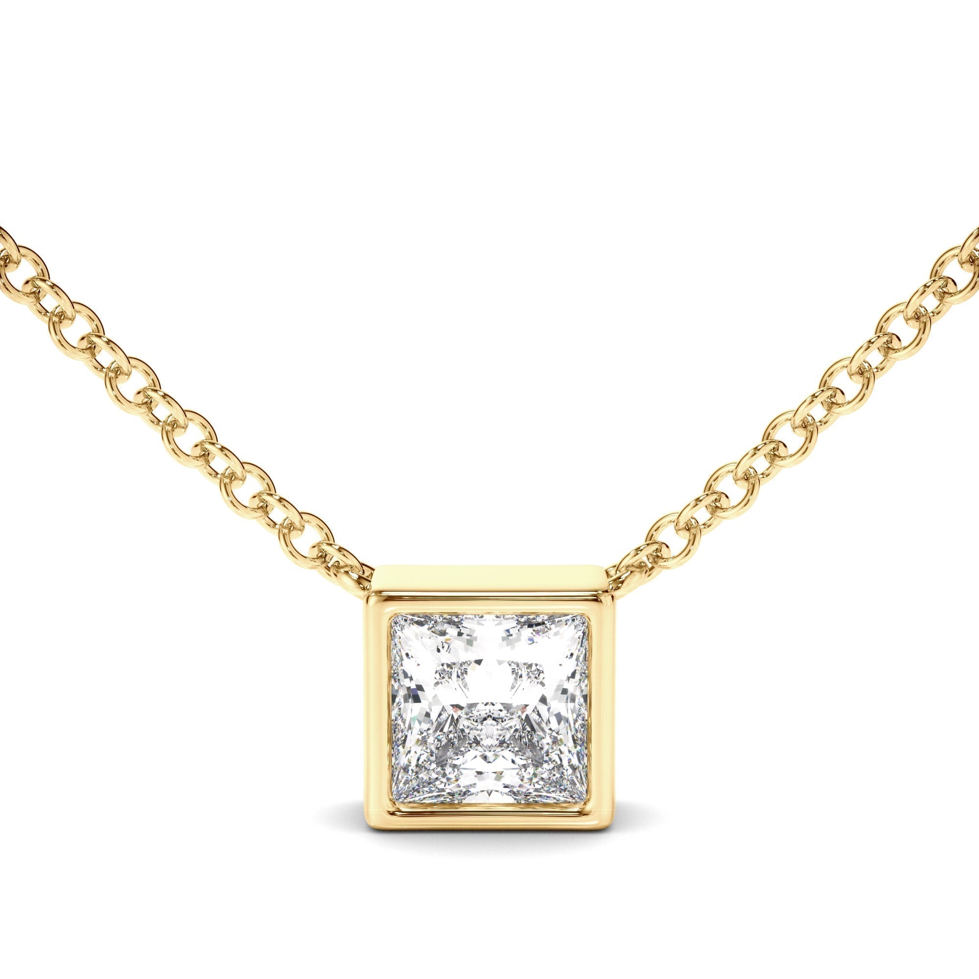 Princess Cut Diamond Bezel Set Necklet