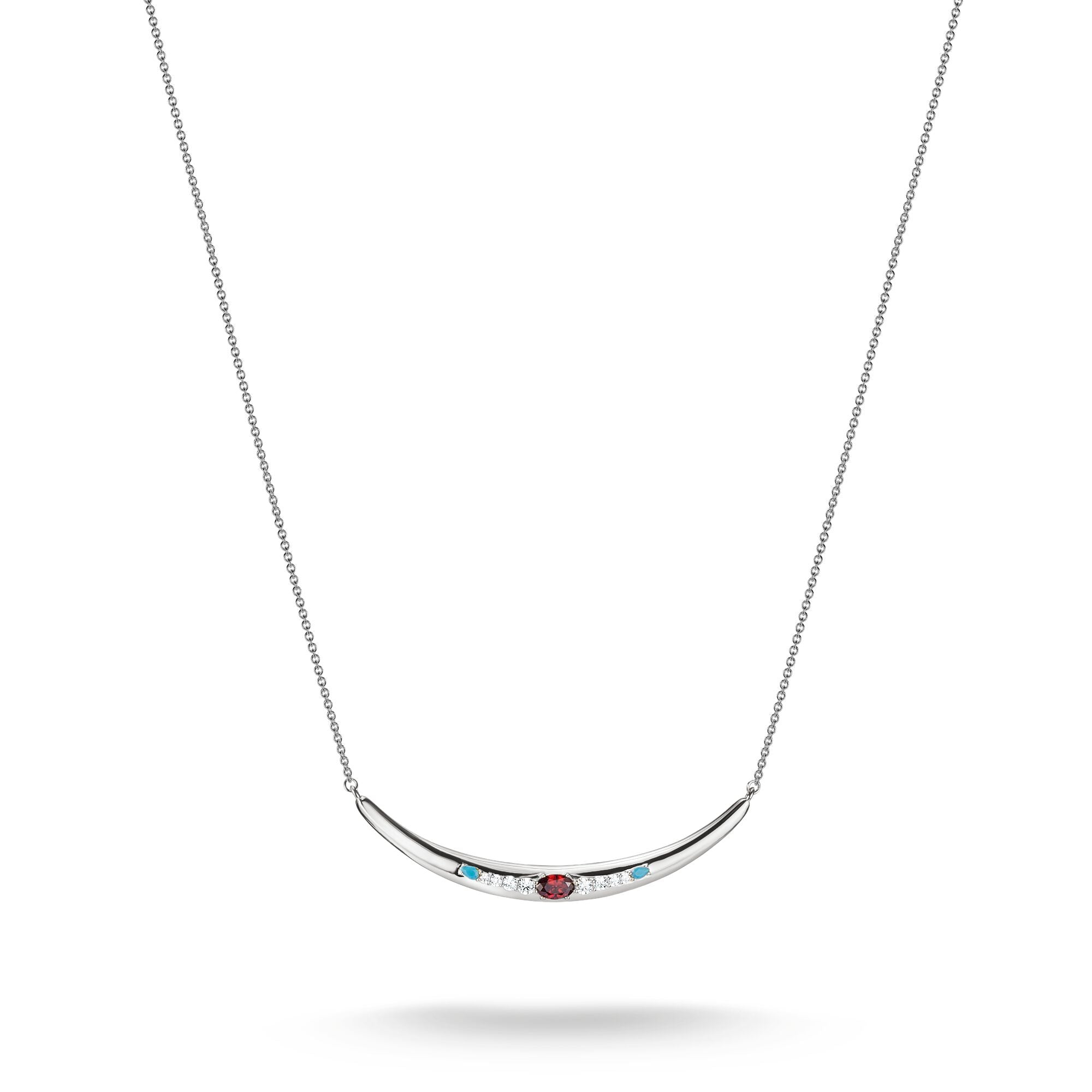 THOMAS SABO Half-Form Necklace with Red Zirconia Stone
