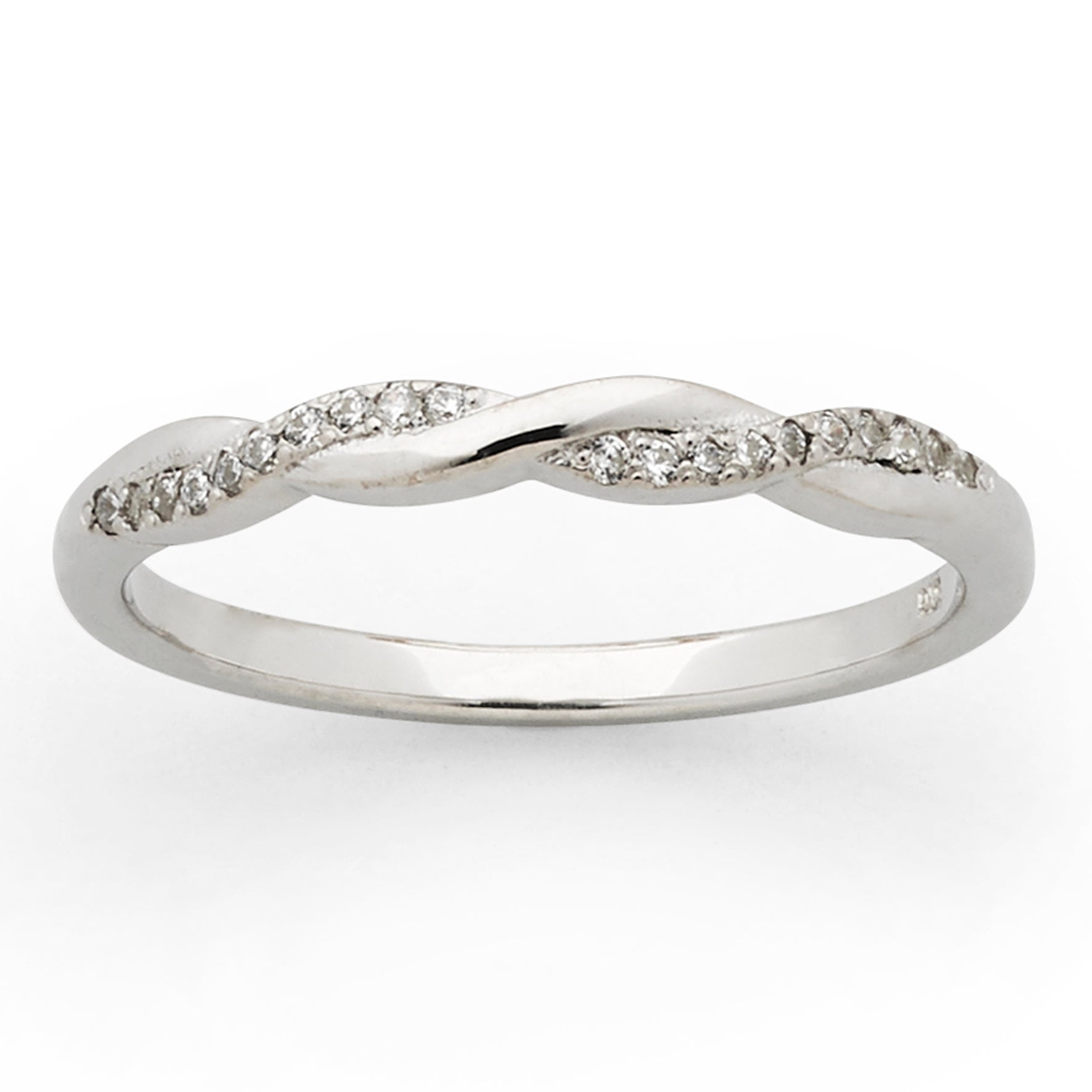 9ct White Gold Diamond Twist Ring