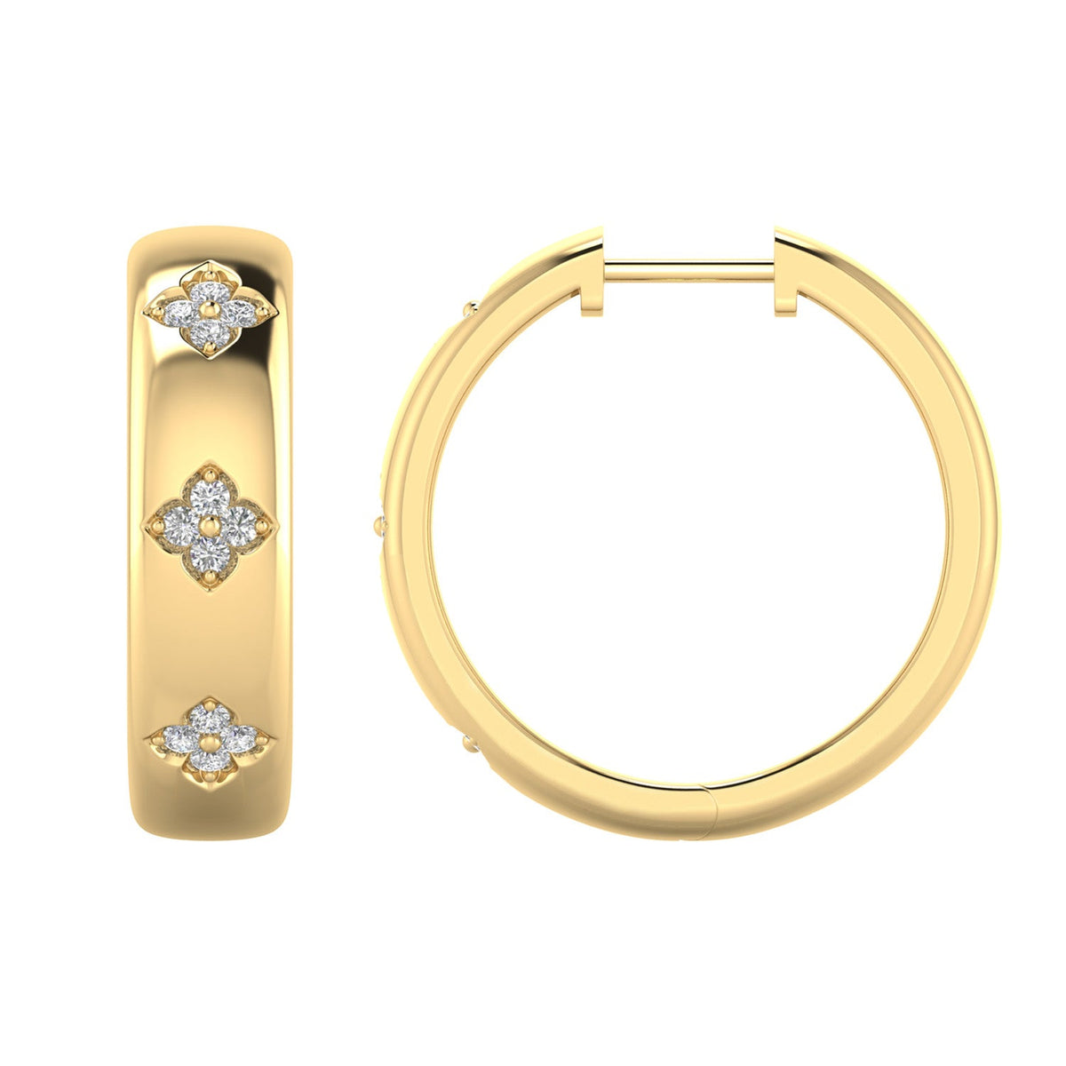22ct Gold Vermeil 0.20ct Lab Grown Diamond 21.2mm Hoop Earrings
