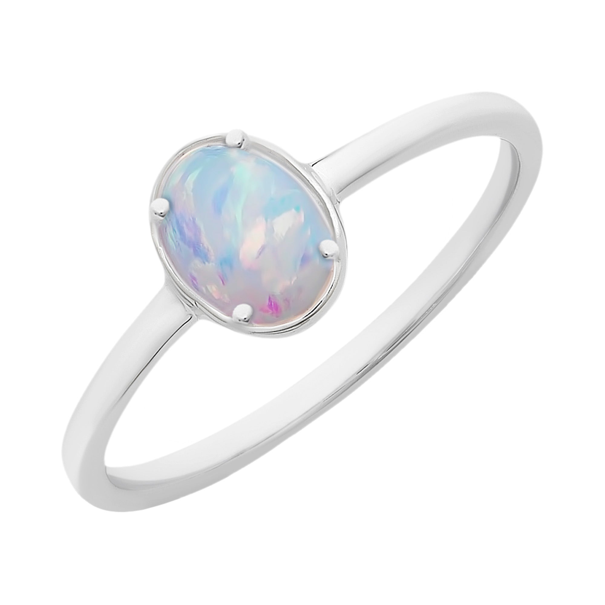 Sterling Silver Created Opal Ring