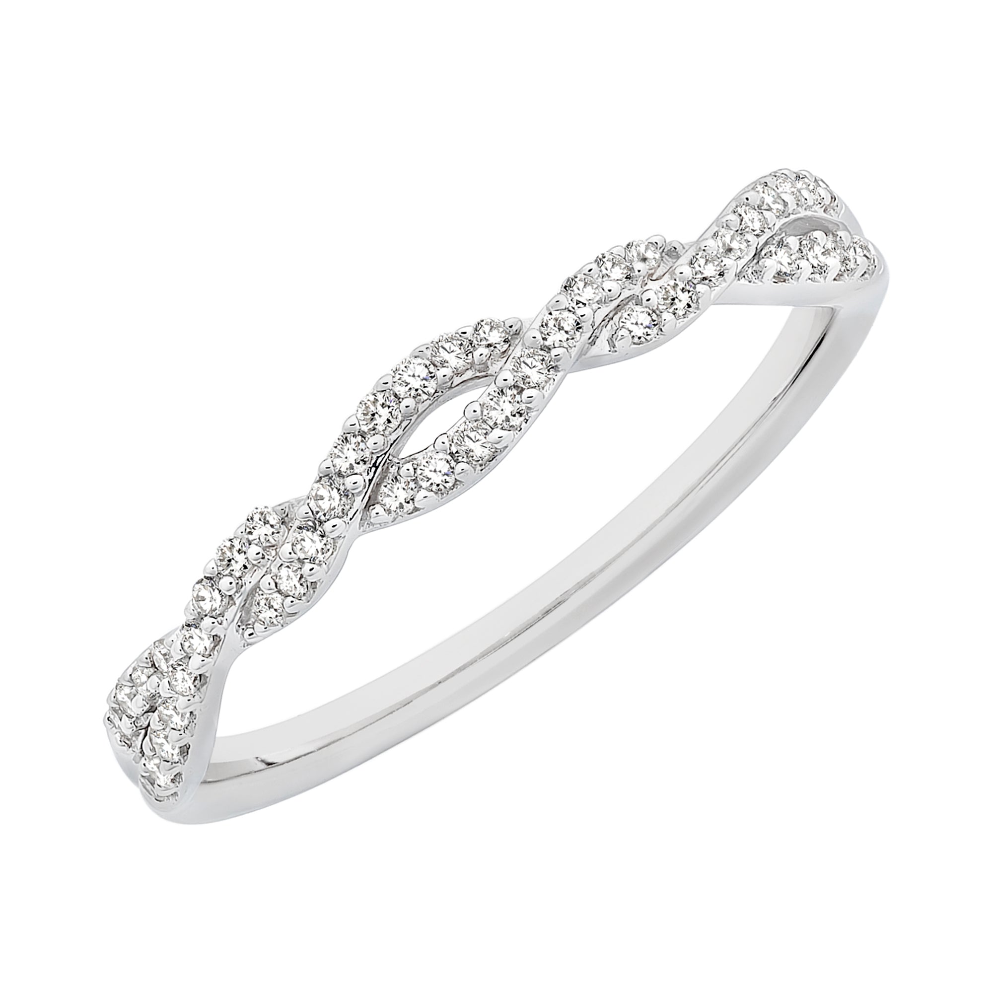 9ct White Gold Ring Set Wth Diamonds