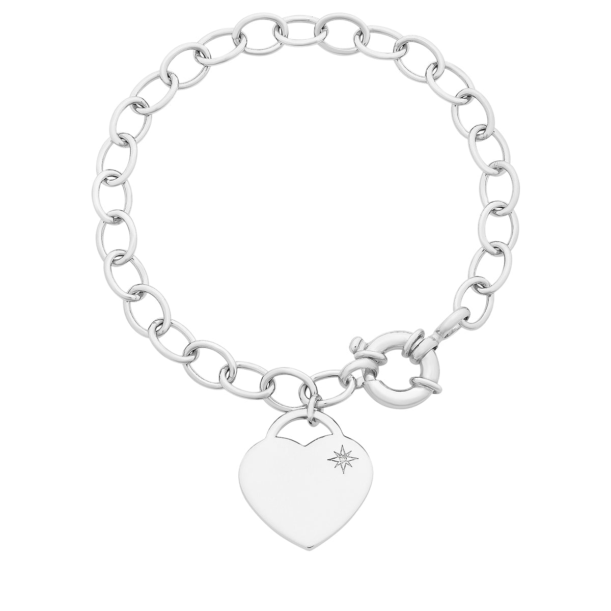 Sterling Silver Diamond Set Heart Bracelet