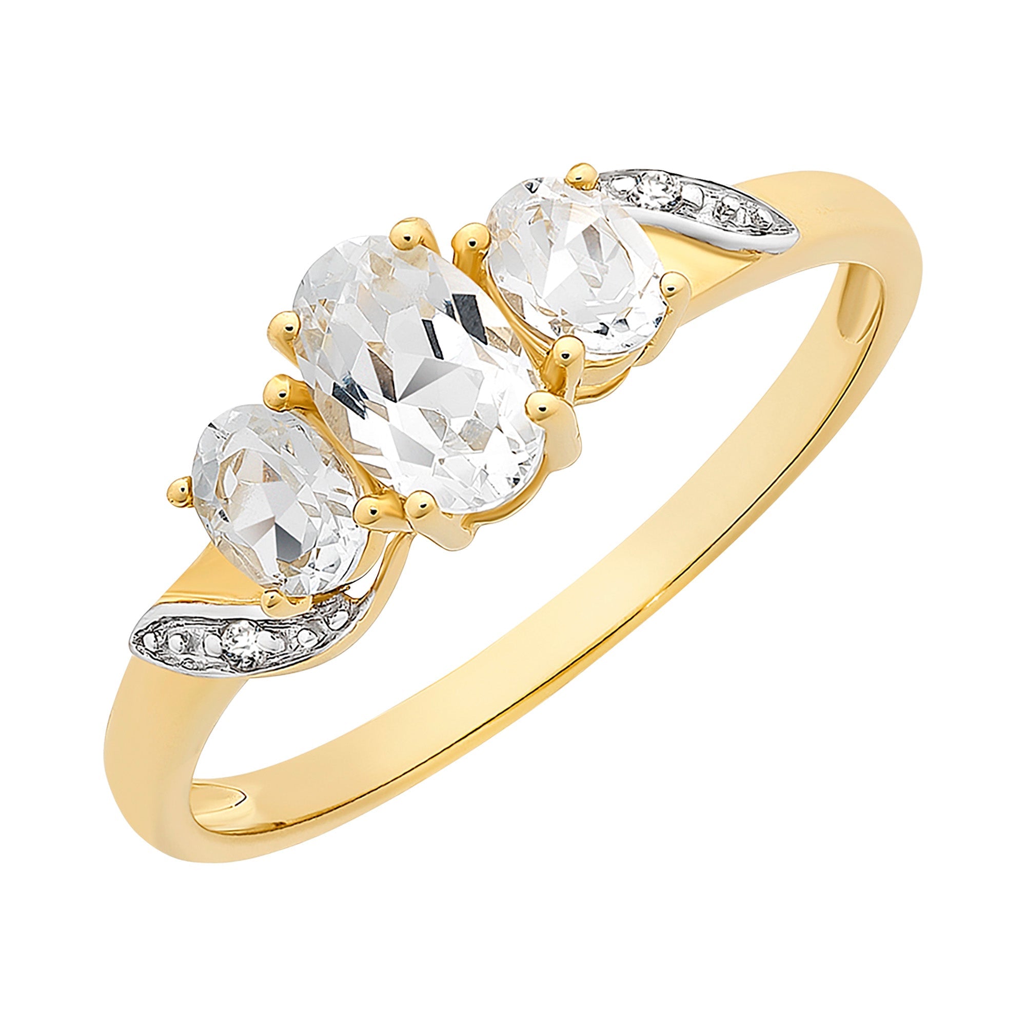 9ct Gold White Topaz & Diamond Ring