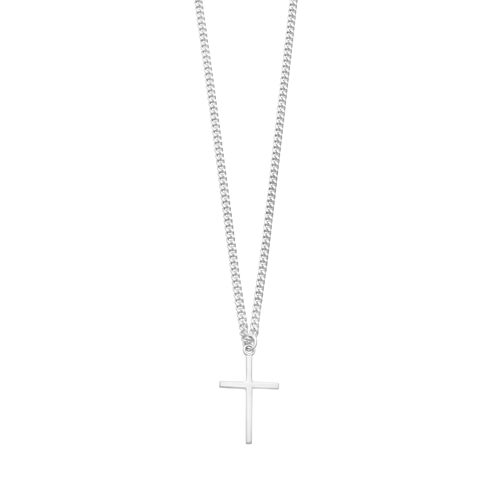 Sterling Silver Cross & Chain In 50cm