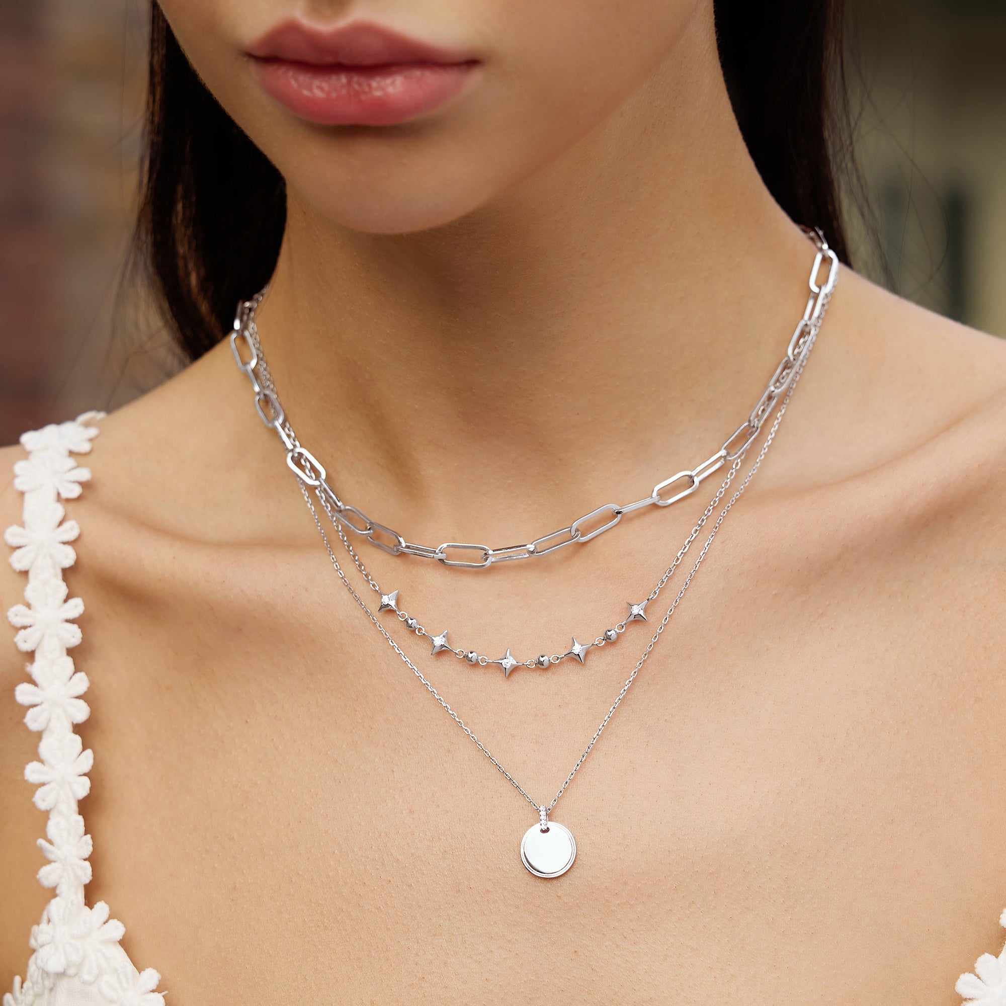 Ania Haie Silver Sparkling Star Station Necklace