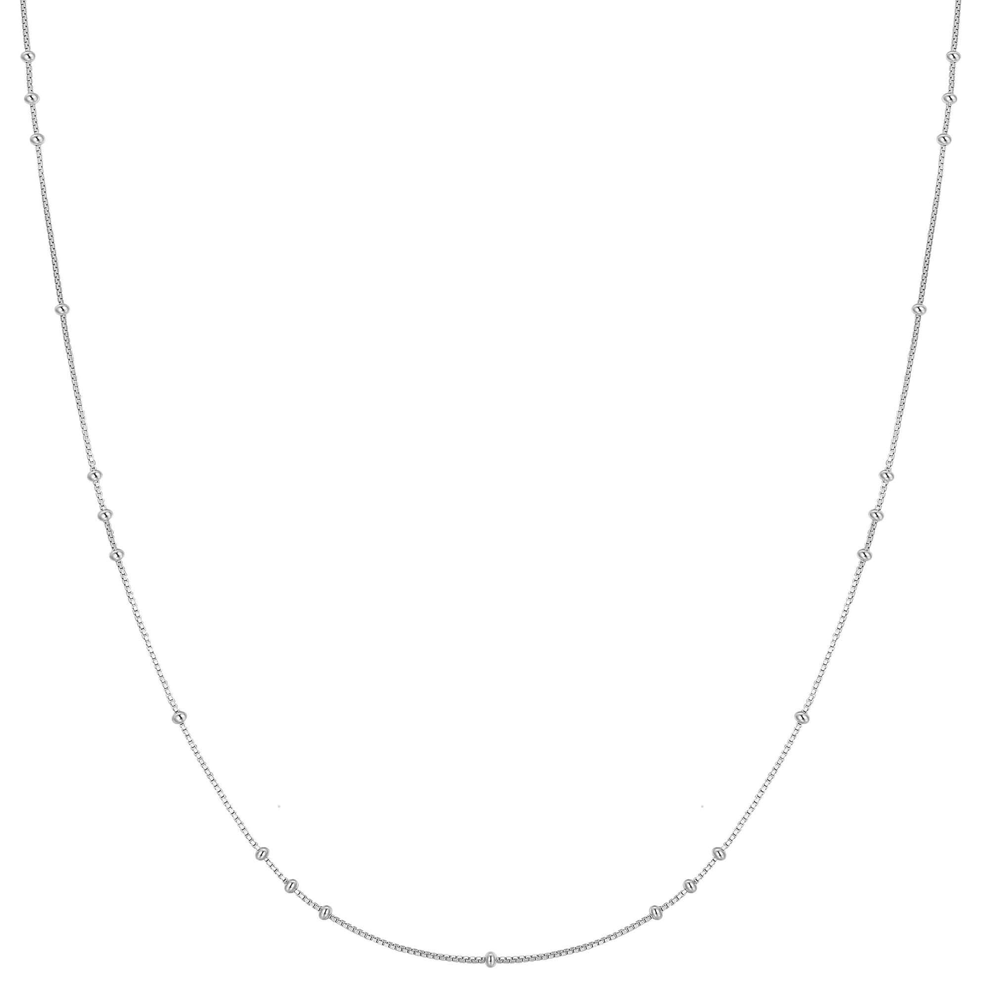 Silver Mini Bead Station Necklace