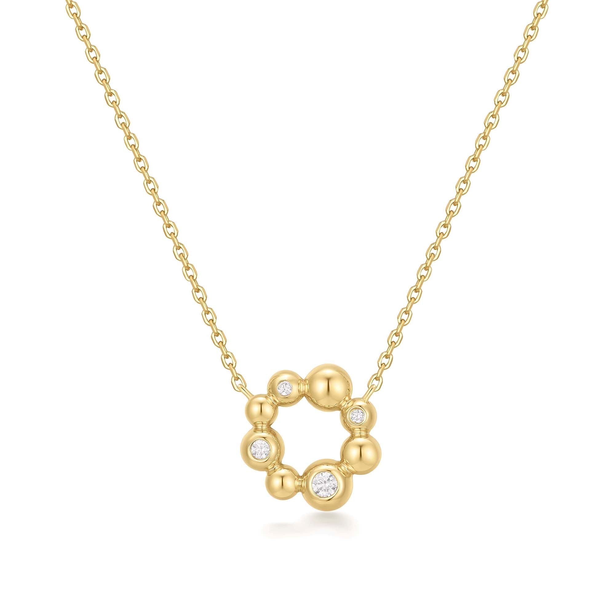 Gold Asymmetric Beaded Circle Necklace