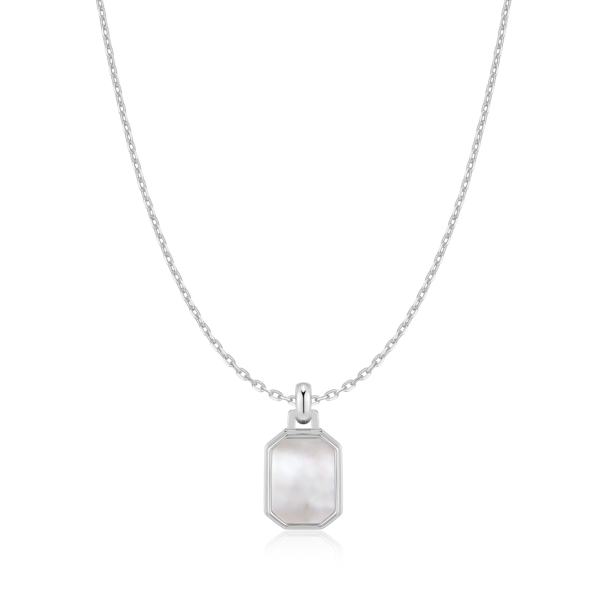 Ania Haie Silver Square Mother-of-Pearl Necklace