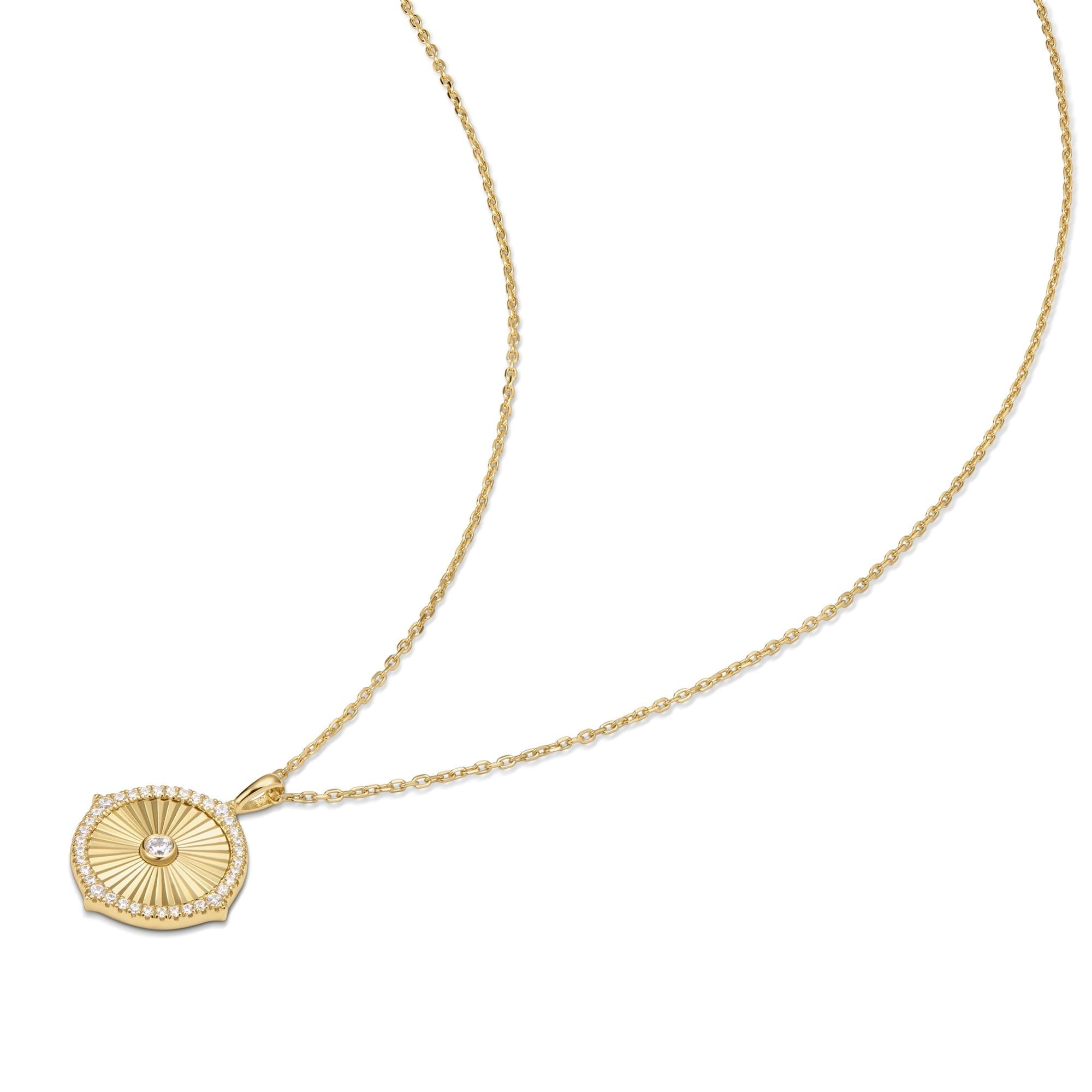 Ania Haie Gold Diamond-Cut Sunny Disc Necklace