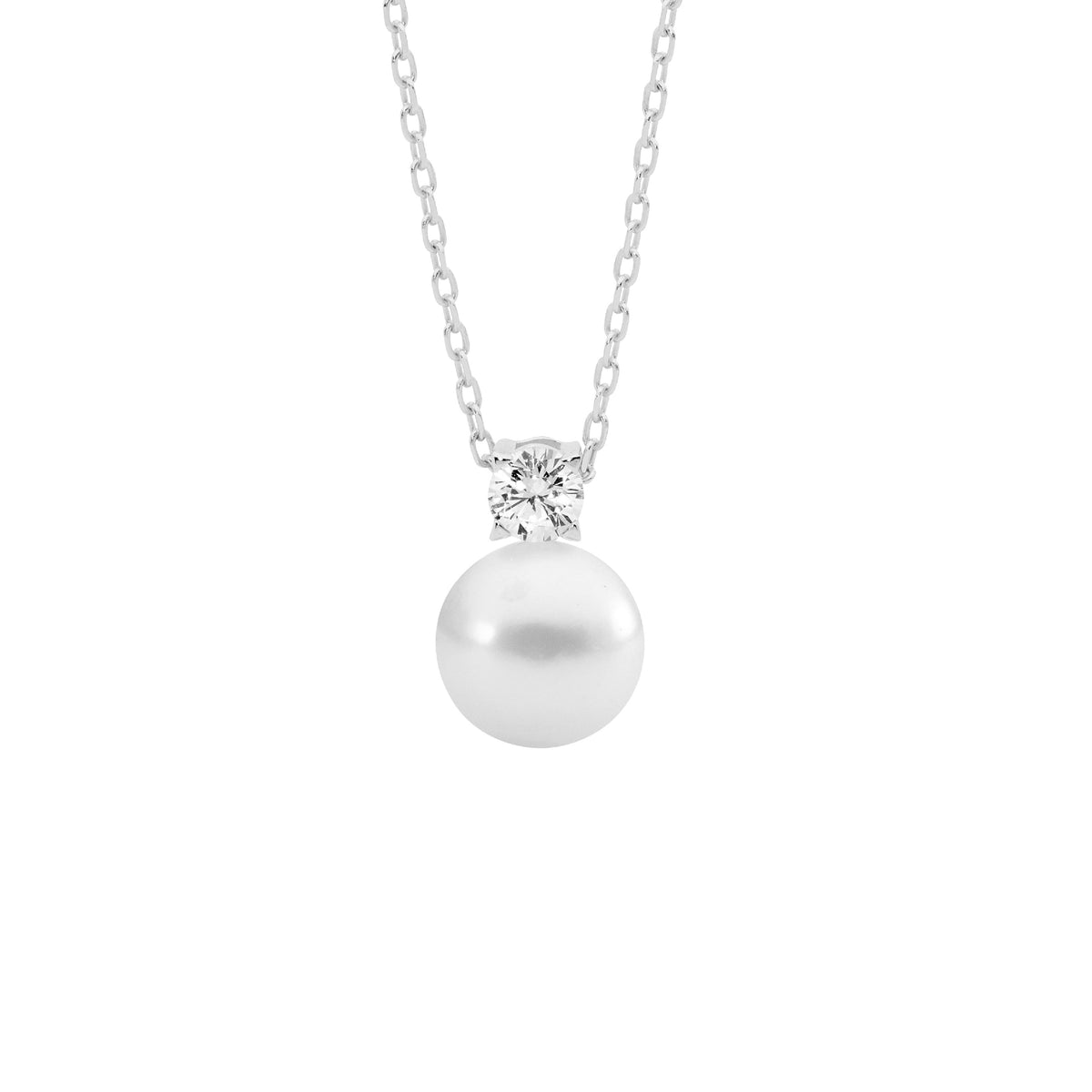 Sterling Silver Cubic Zirconia Pearl Pendant