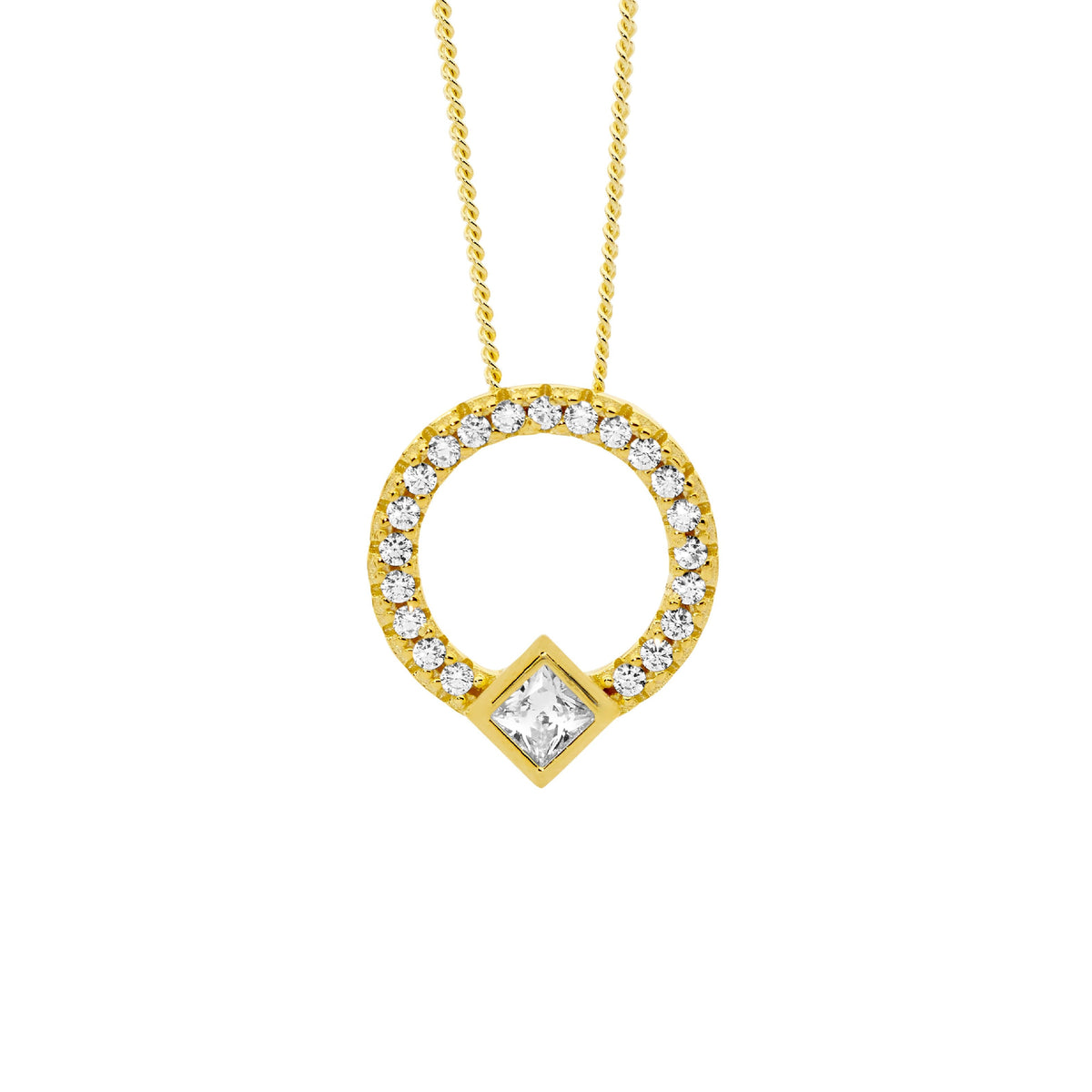 Gold Plated Sterling Silver Cubic Zirconia Pendant