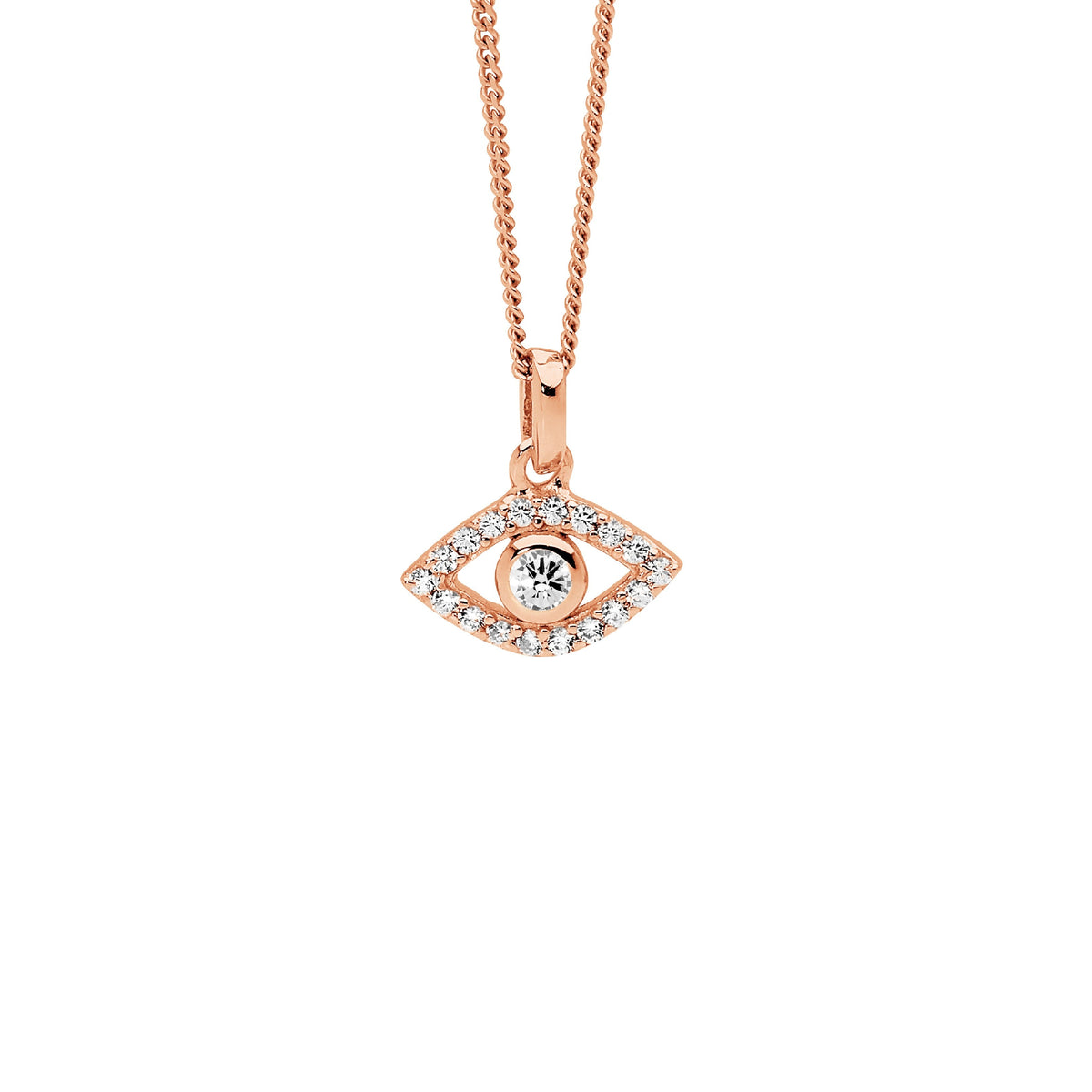 Rose Gold Plated Sterling Silver Cubic Zirconia Pendant