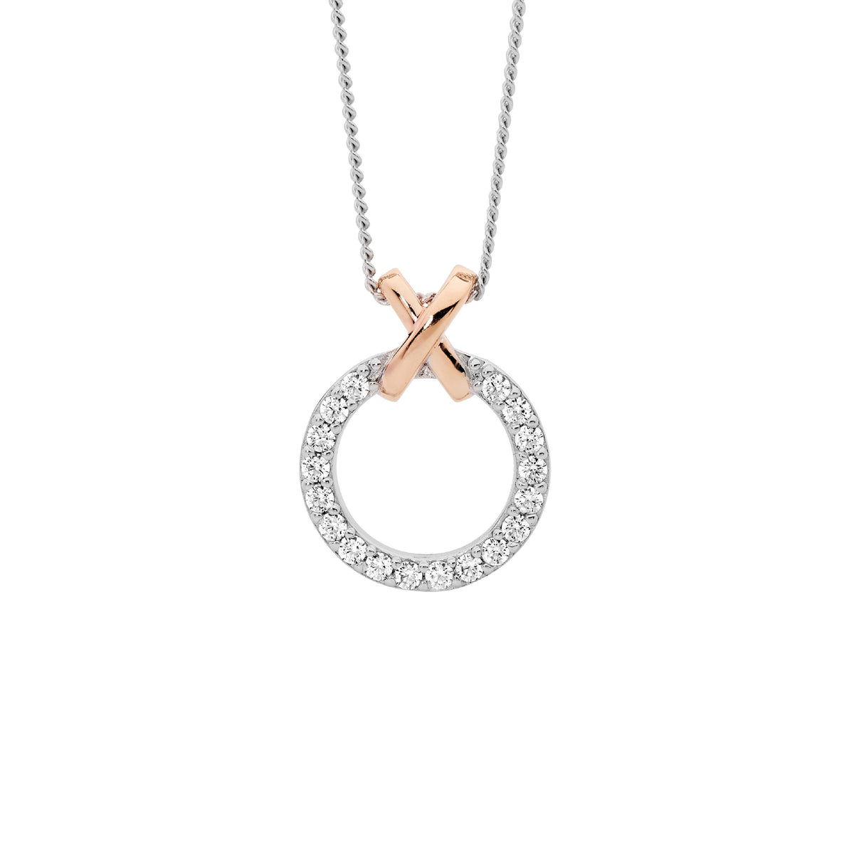 Rose Gold Plated Sterling Silver Cubic Zirconia Pendant