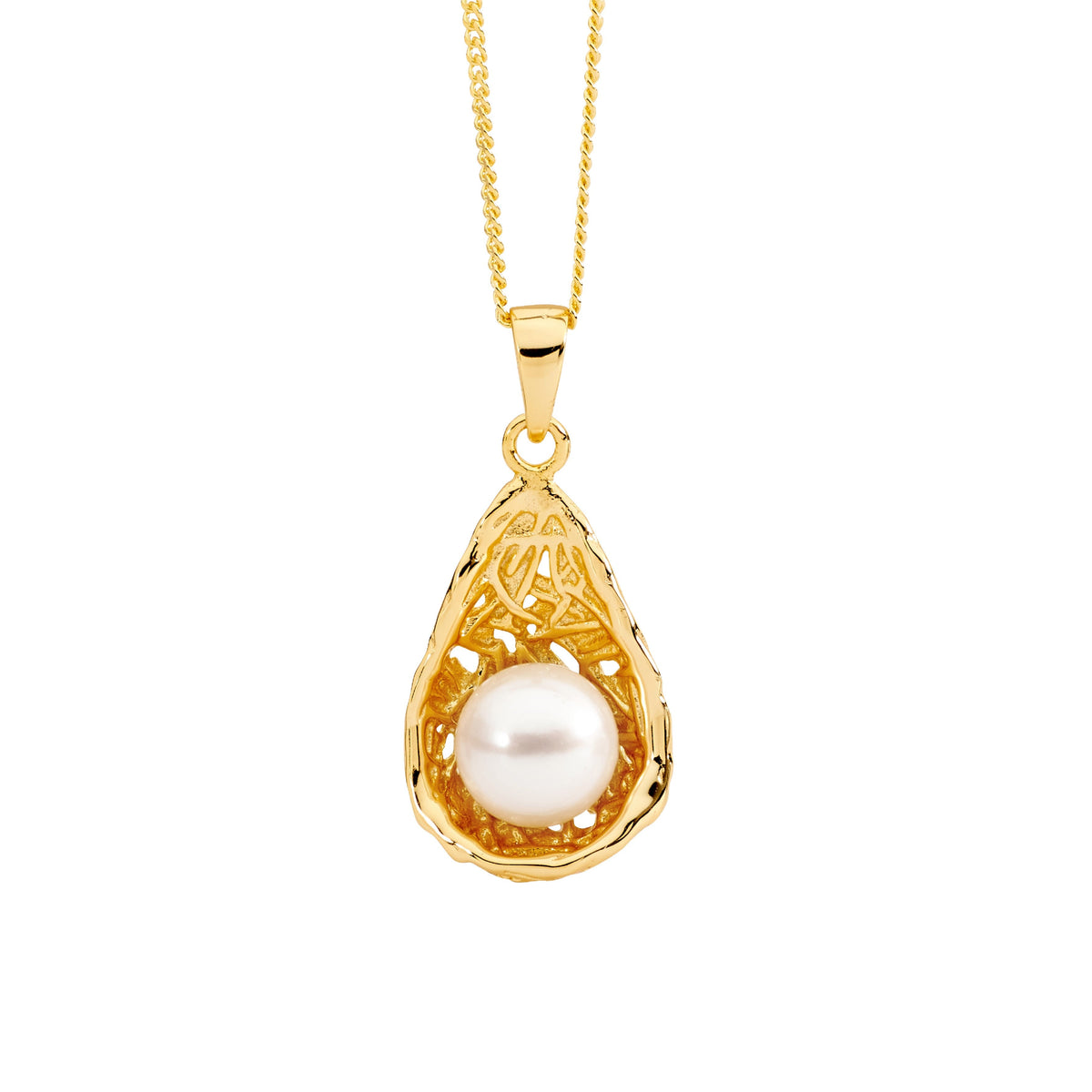Gold Plated Sterling Silver Pearl Pendant