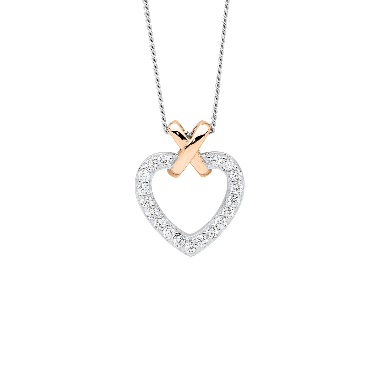 Rose Gold Plated Sterling Silver Cubic Zirconia Pendant