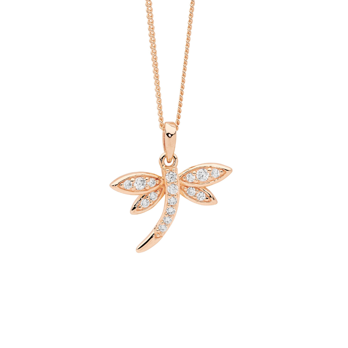 Rose Gold Plated Sterling Silver Cubic Zirconia Pendant