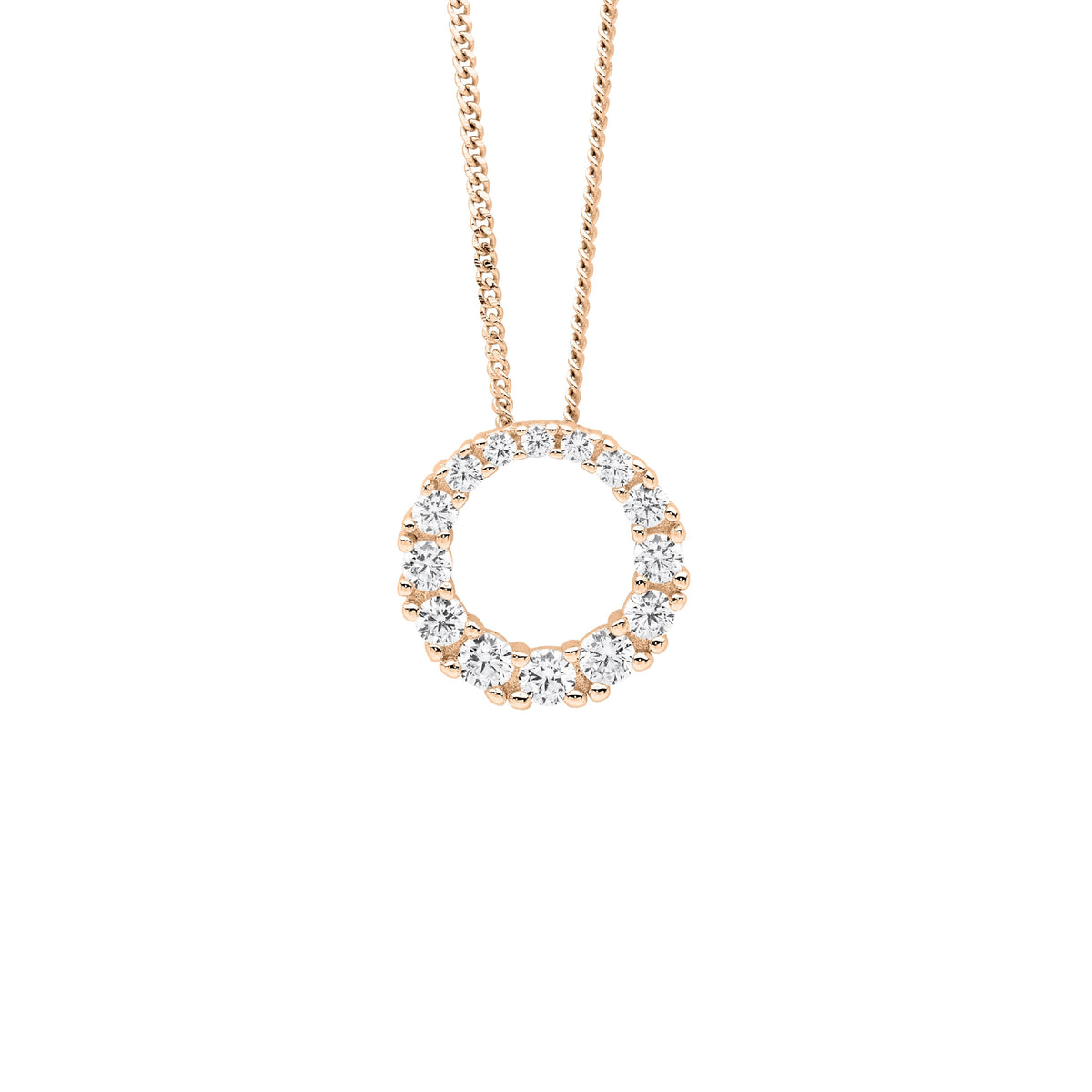 Rose Gold Plated Sterling Silver Cubic Zirconia Pendant