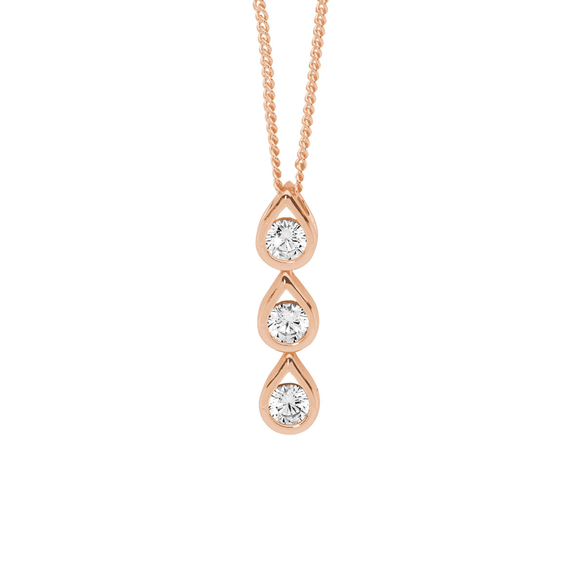 Rose Gold Plated Sterling Silver Cubic Zirconia Pendant