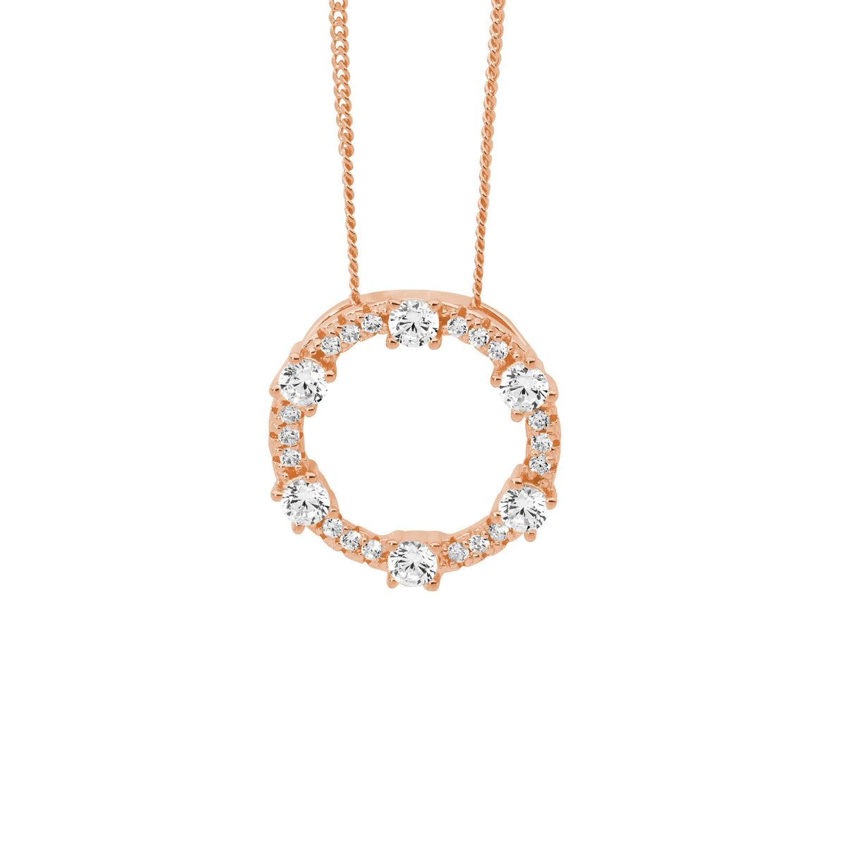 Rose Gold Plated Sterling Silver Cubic Zirconia Pendant