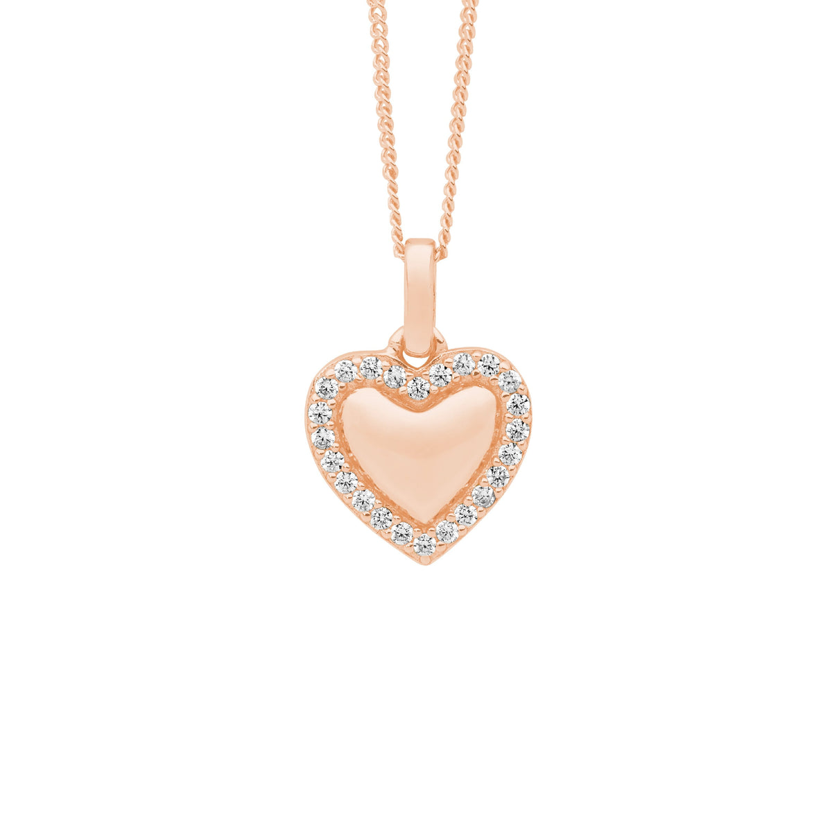 Rose Gold Plated Sterling Silver Cubic Zirconia Pendant