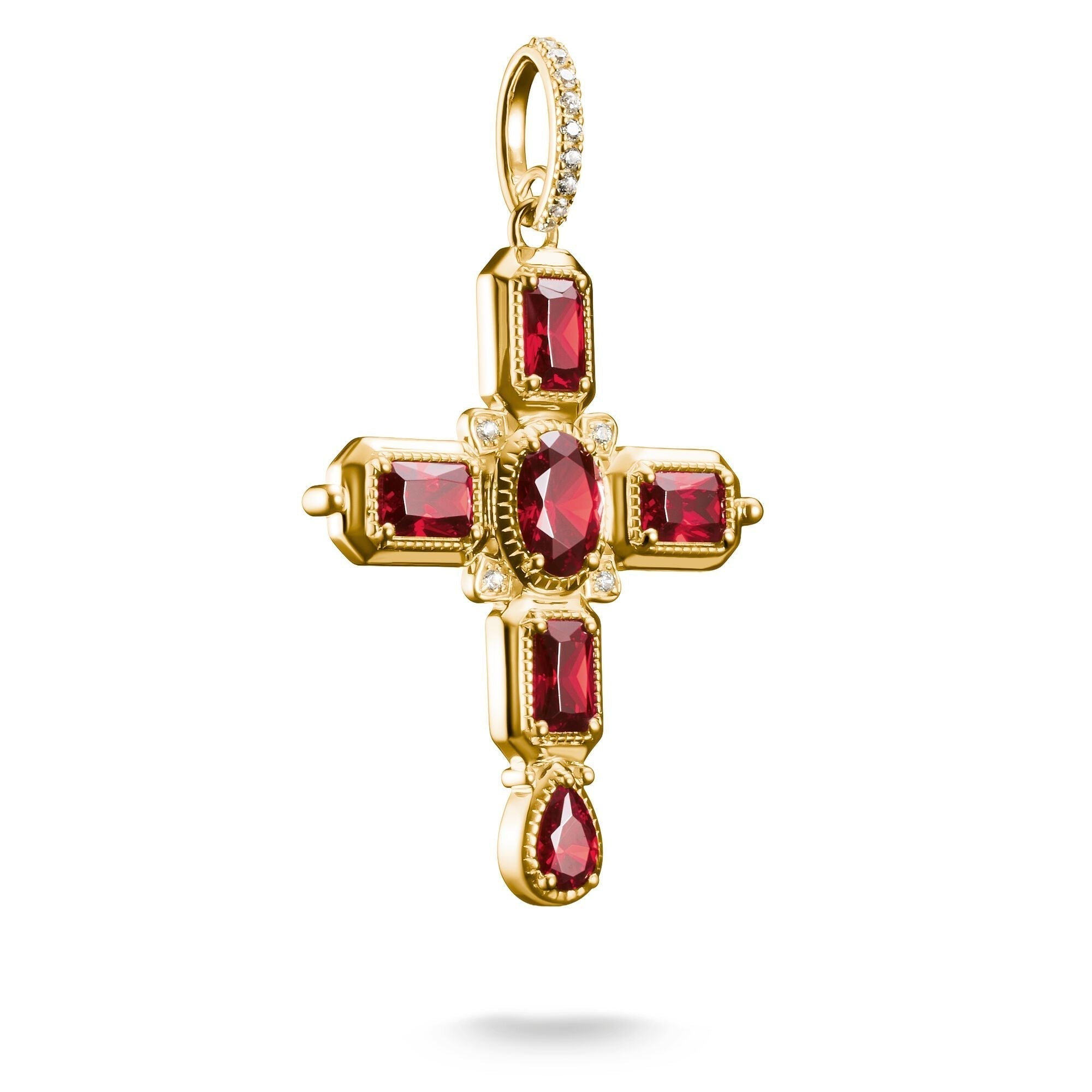 THOMAS SABO Cross Pendant with Red Zirconia Stones