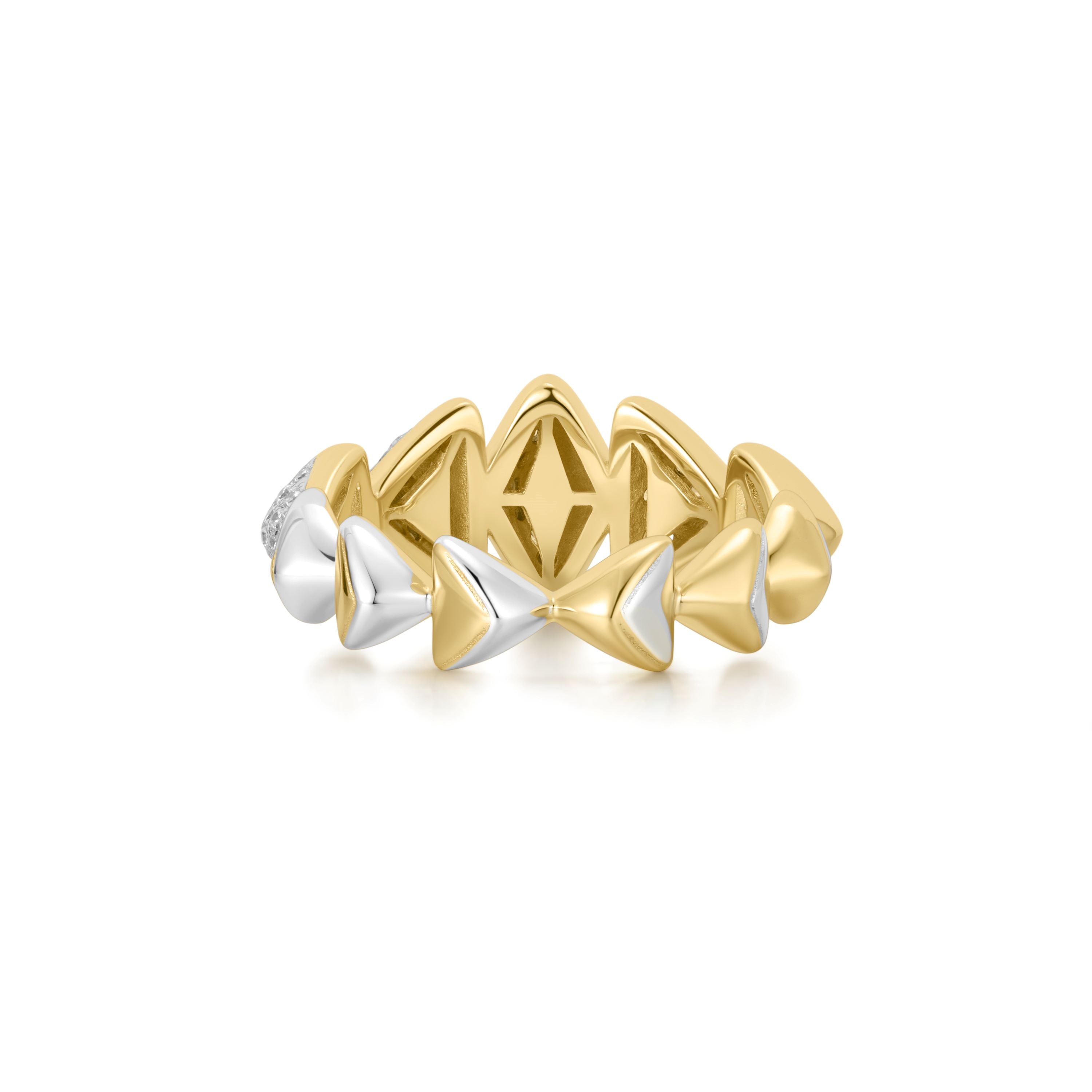 Ania Haie Two-Tone Sparkling Bold Puffy Spike Ring