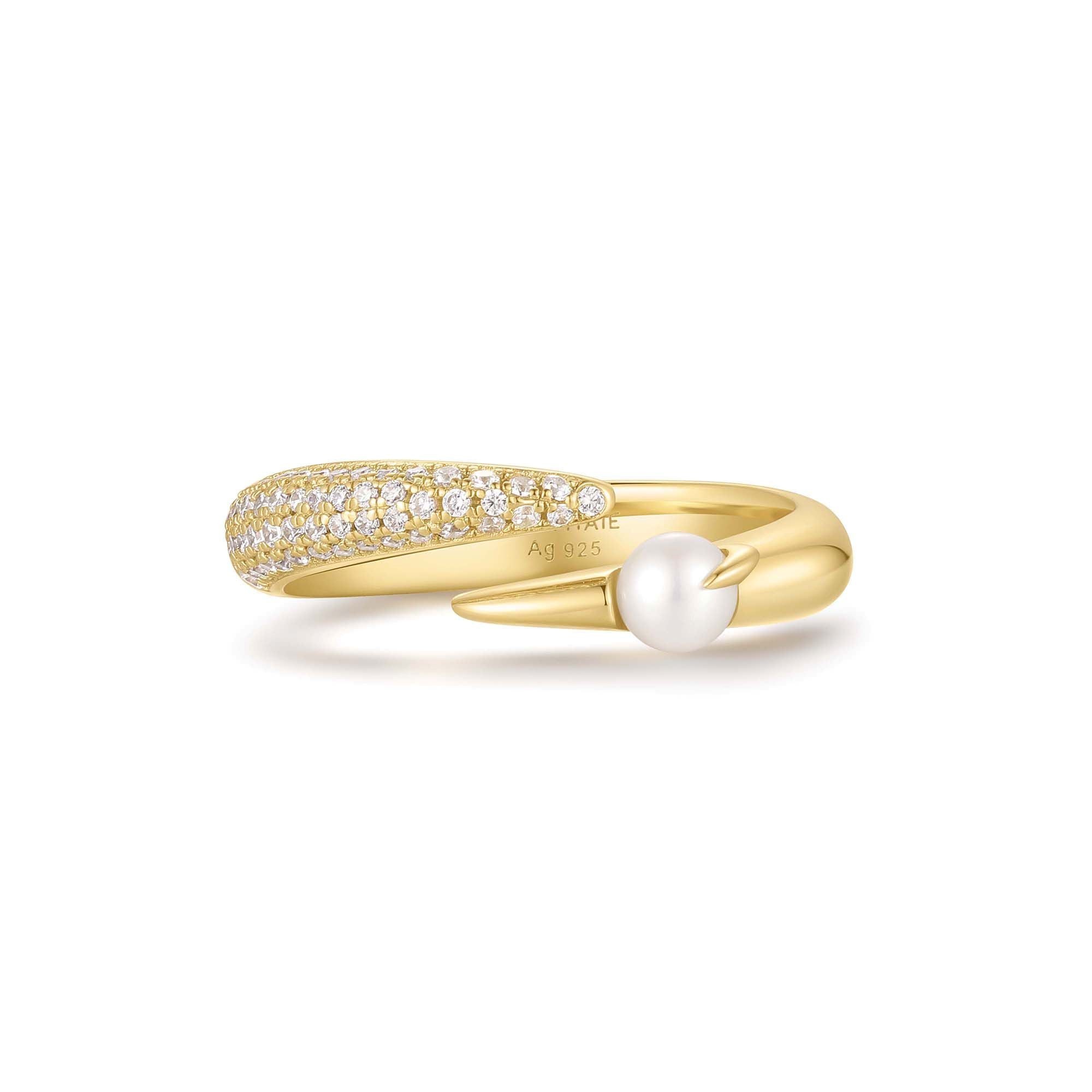 Ania Haie Gold Sparkle Pearl Crossover Adjustable Ring