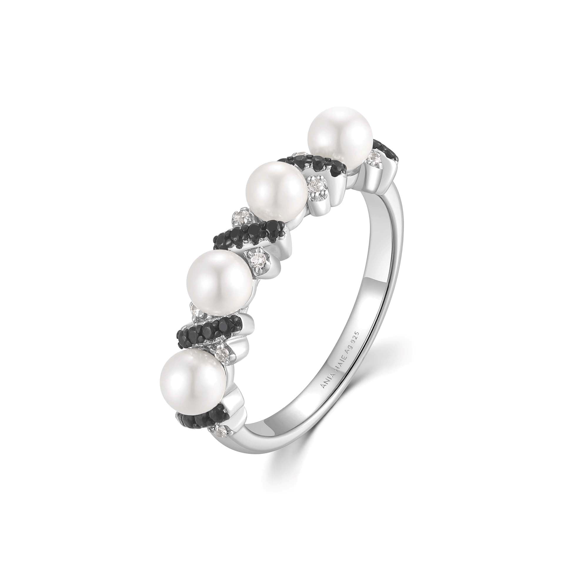 Ania Haie Two-Tone Sparkling Braided Shell Pearl Ring