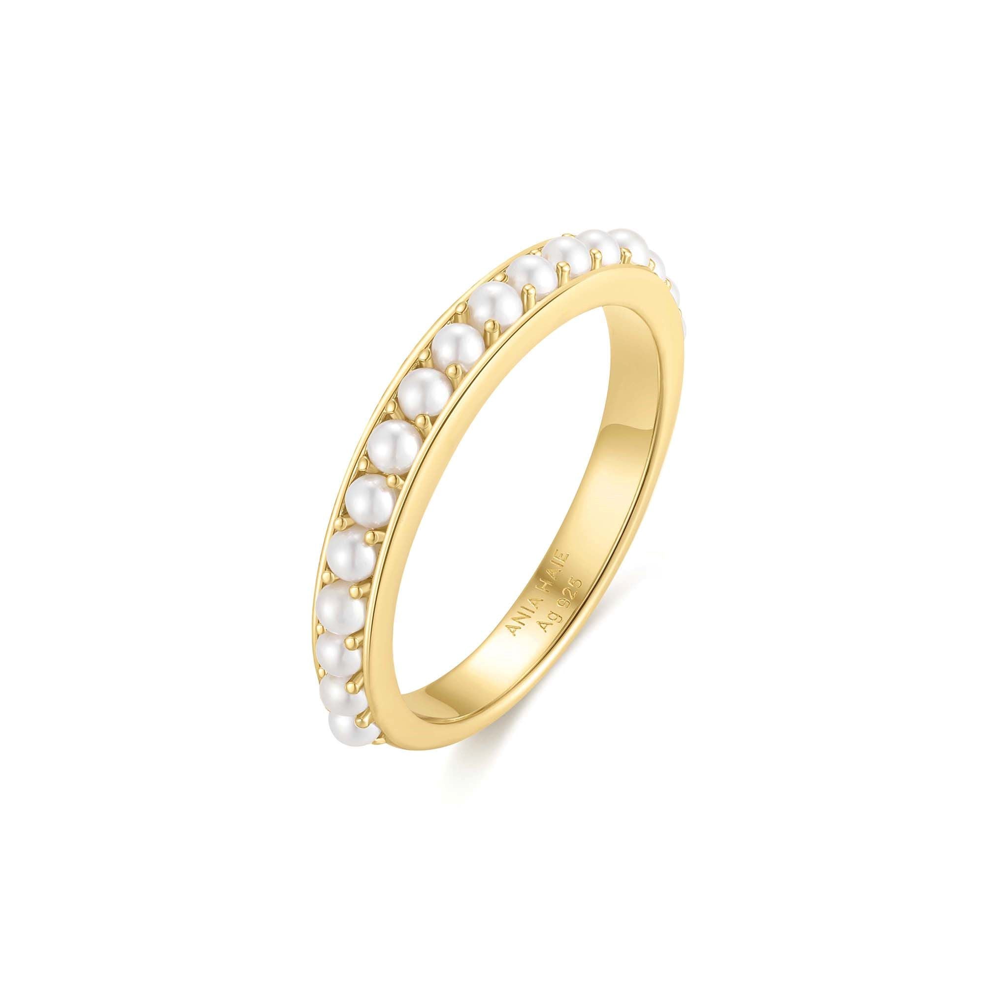 Ania Haie Gold Shell Pearl Beaded Ring