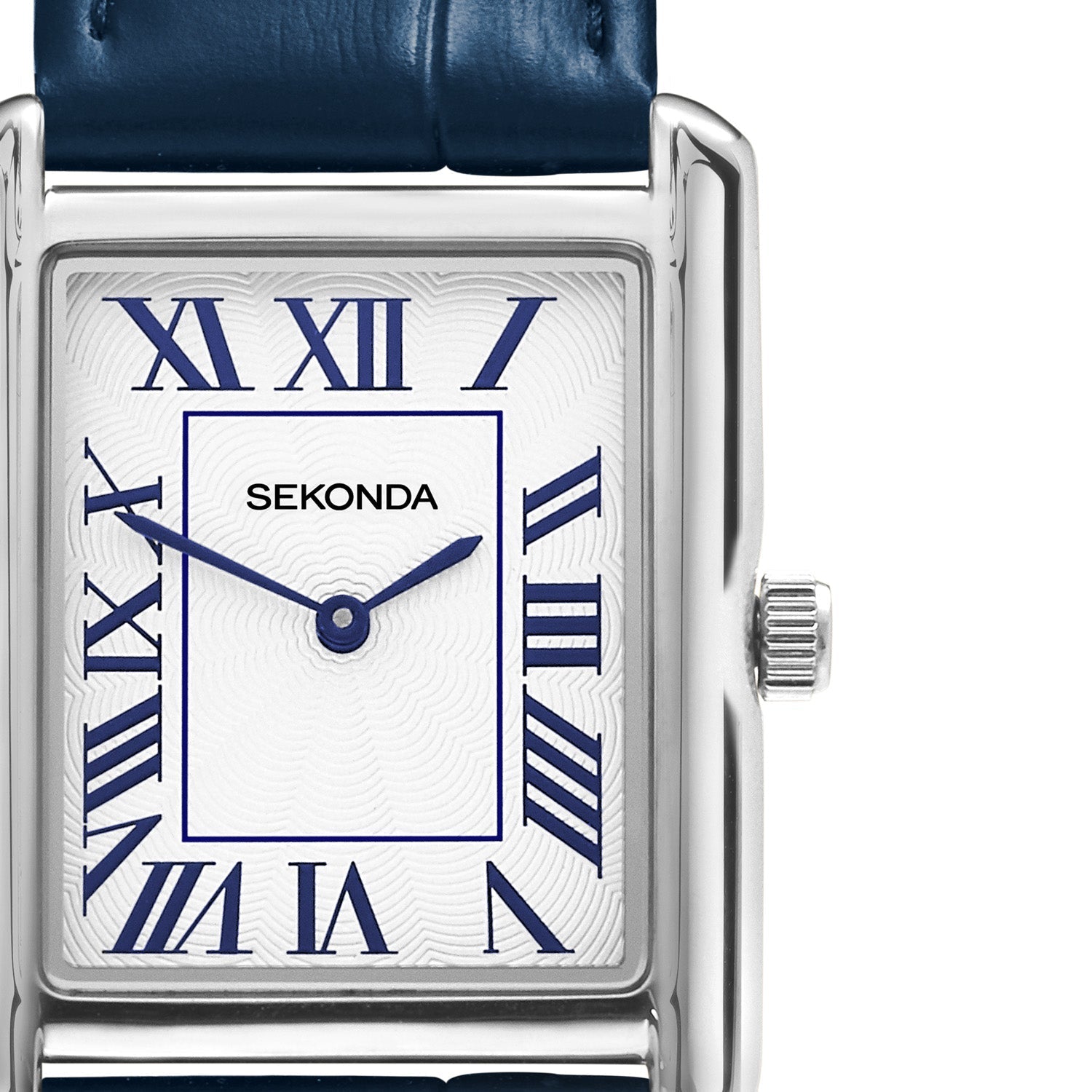 Sekonda Mens Clement Guilloche Dial Blue Leather 28x37mm Watch