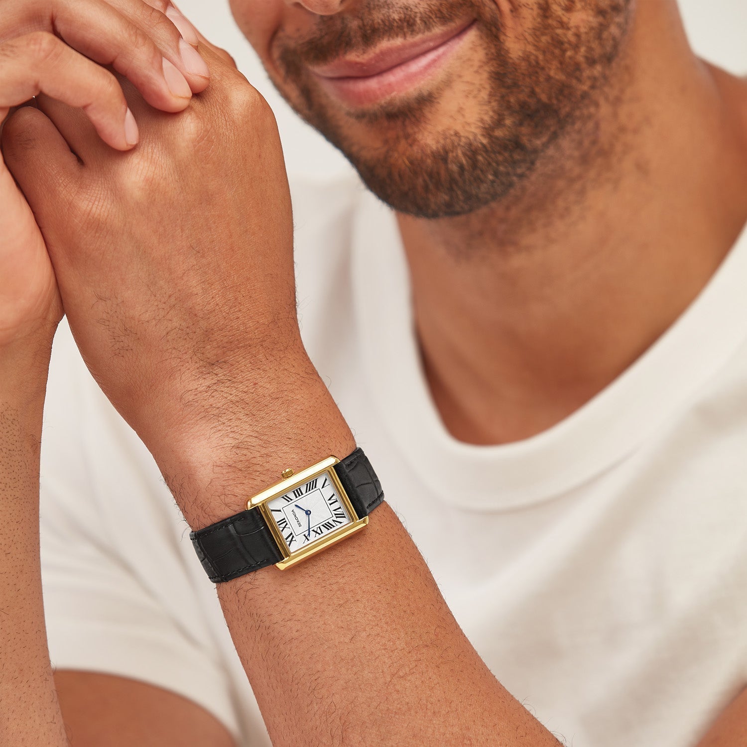 Sekonda Mens Clement Guilloche Dial Black Leather 28x37mm Watch