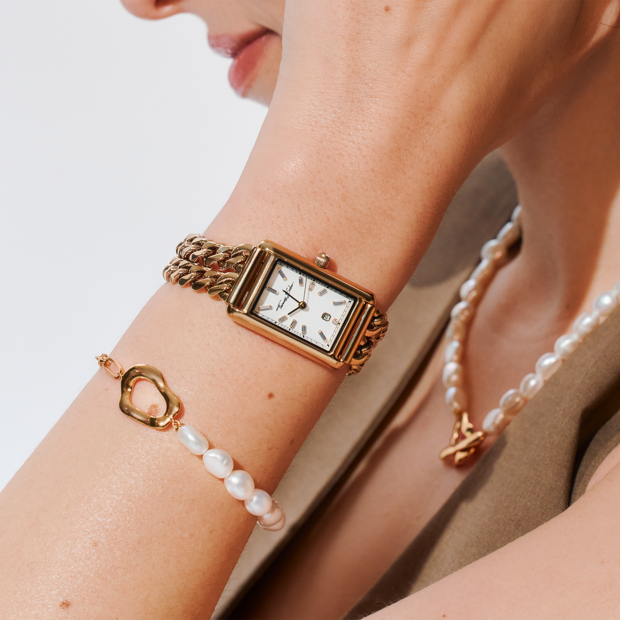 THOMAS SABO Ladies Rectangular Watch in Gold