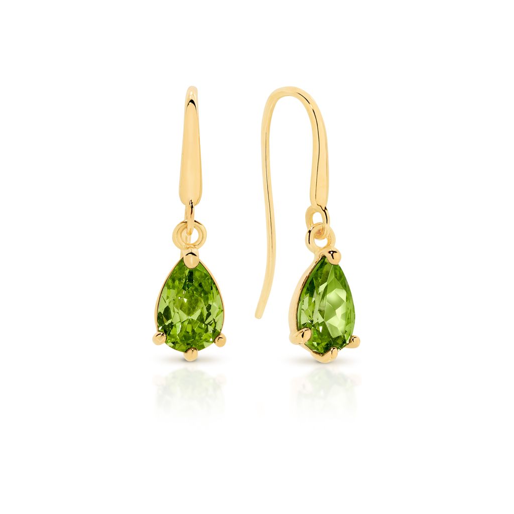 9ct gold peridot coloured cubic zirconia earrings
