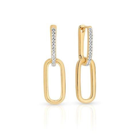9ct Yellow Gold 0.06ct Diamond Huggie Earrings