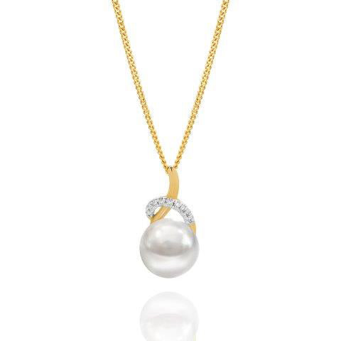 9ct Yellow Gold Freshwater Pearl and Diamond Slider Pendant