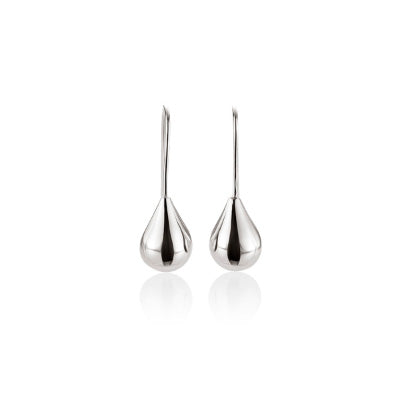Sterling Silver Long Polished Tear Drop Shepherd Hook Earrings