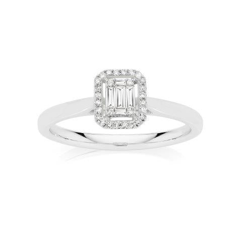 9ct White Gold 0.18ct Diamond Cluster Ring 