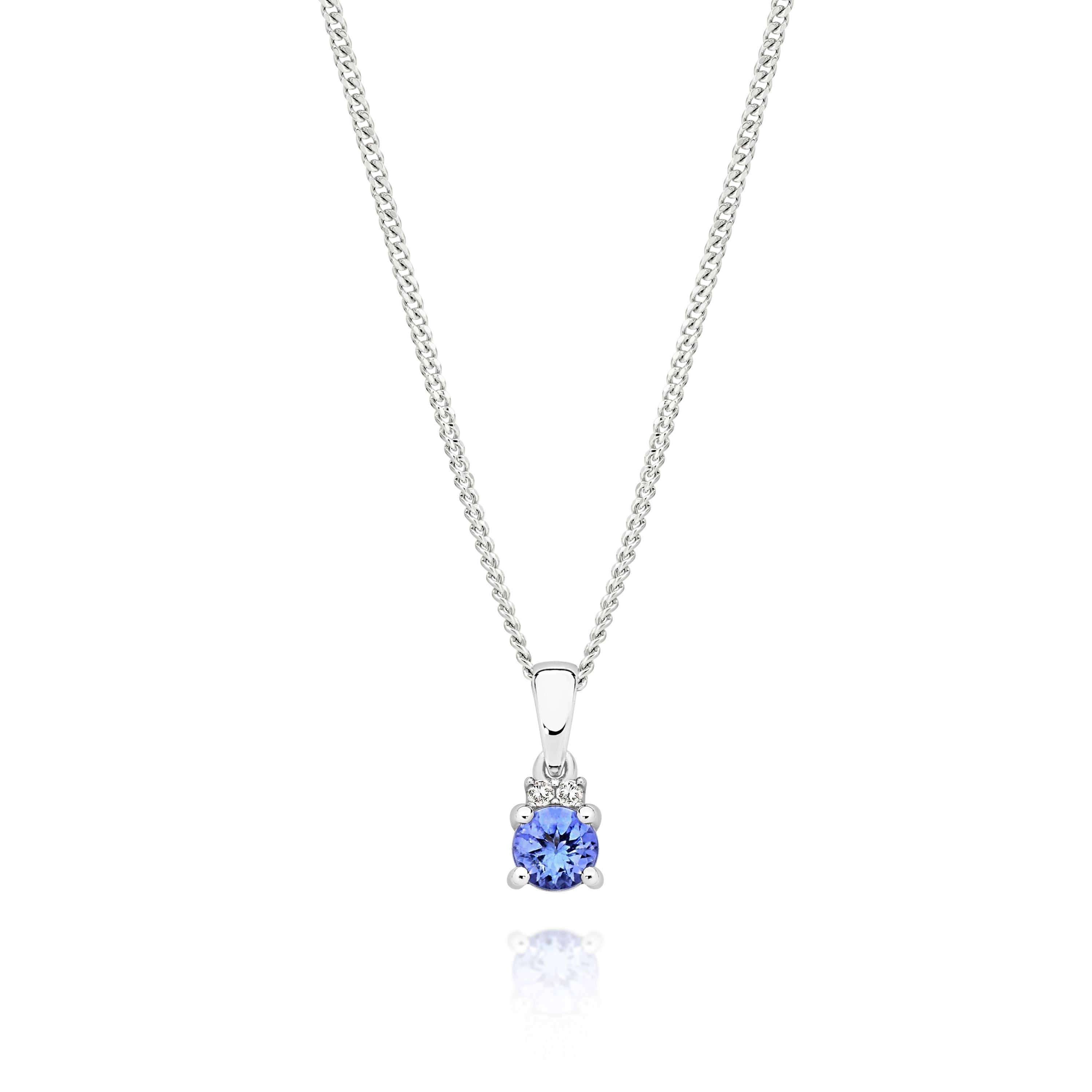 9ct White Gold Tanzanite and Diamond Pendant