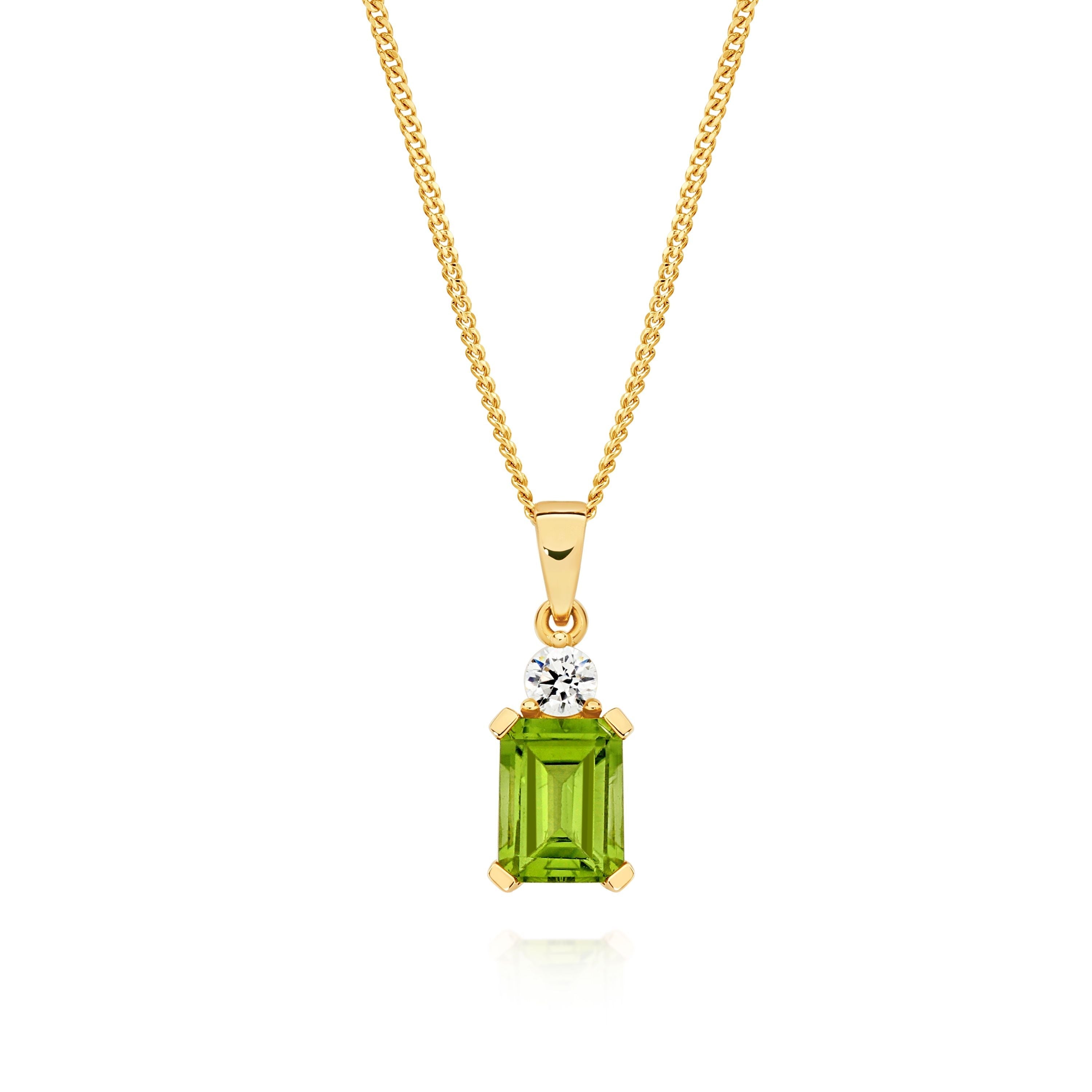 9ct Peridot and cubic zirconia Pendant