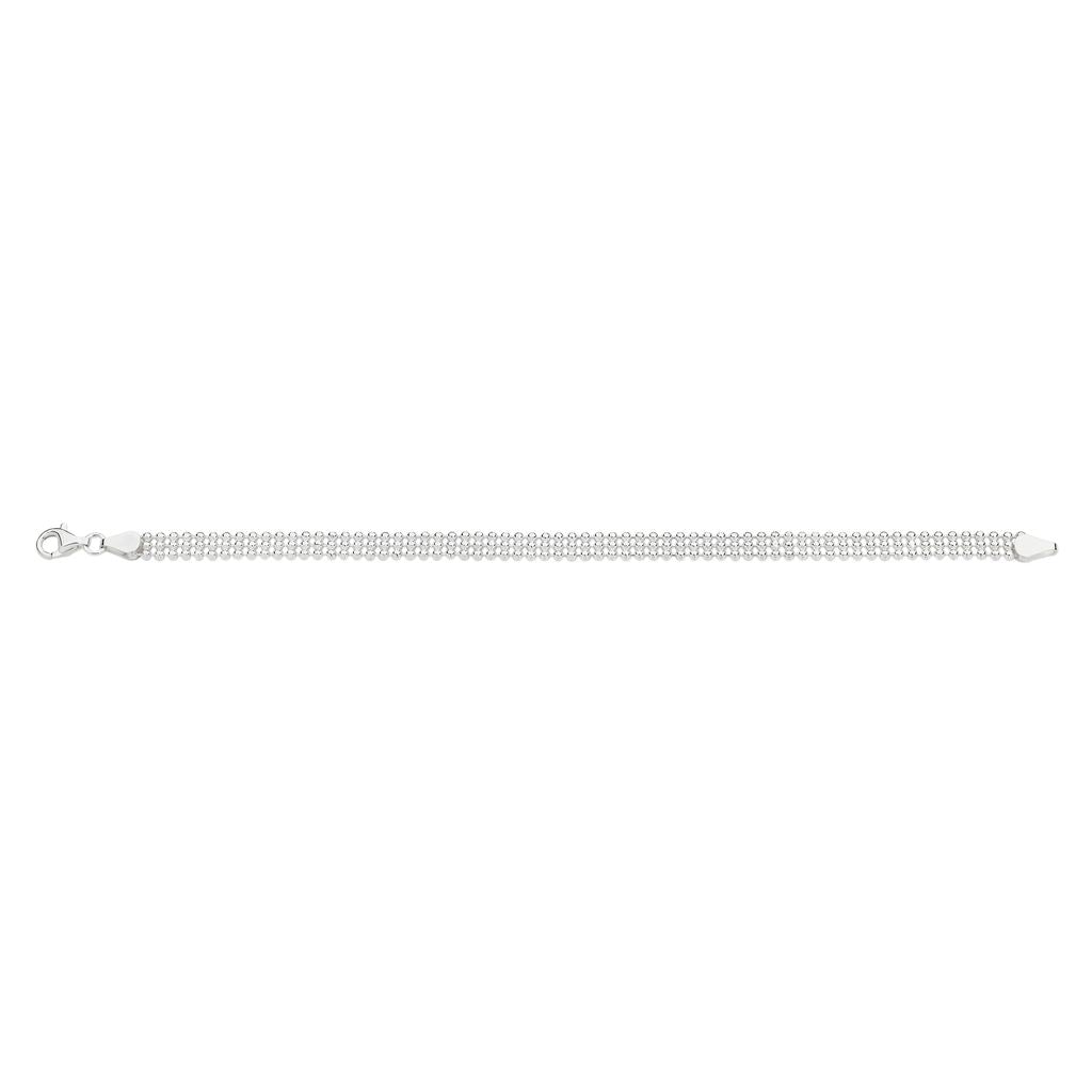 Silver diamond cut ball triple row bracelet