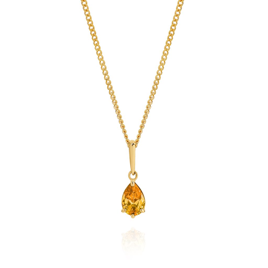 9ct gold citrine colour cubic zirconia pendant