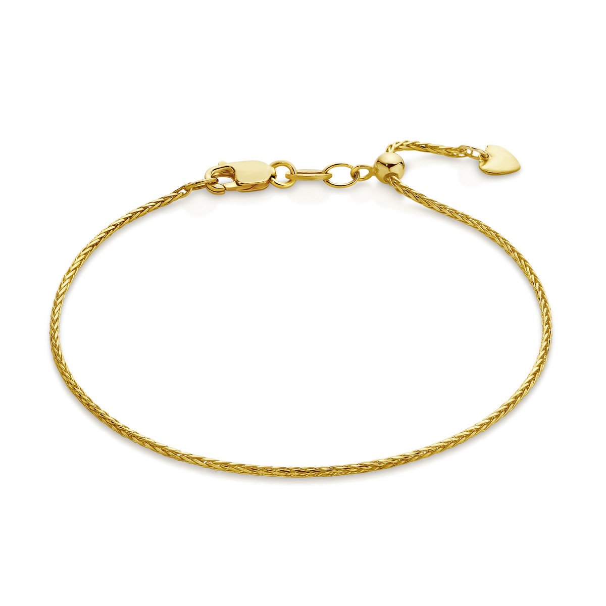 9ct Rose Gold  Adjustable 1.2mm Magic Wheat Link Bracelet, 18cm Length