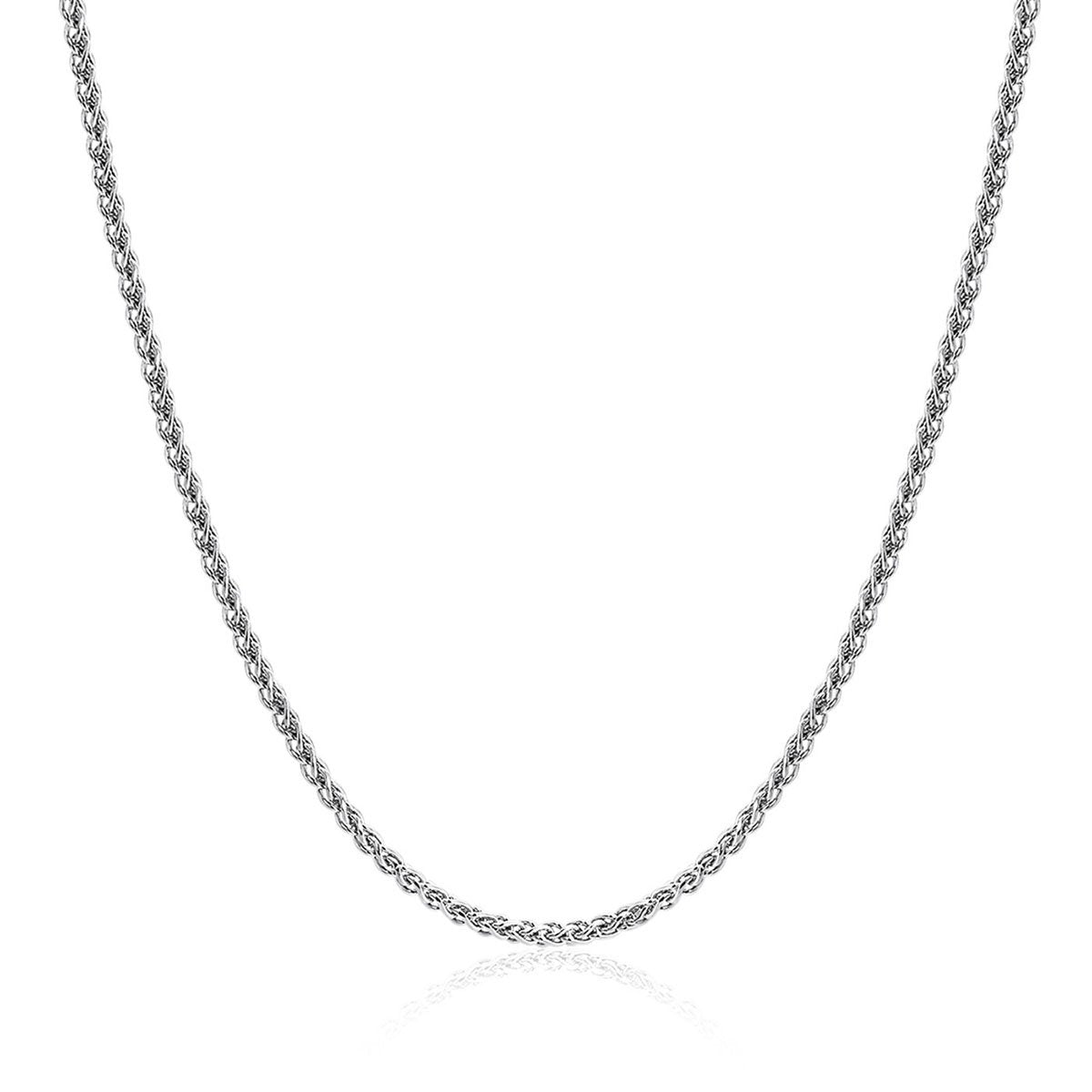 9ct White Gold 1.7mm Round Magic Diamond Cut Wheat Link