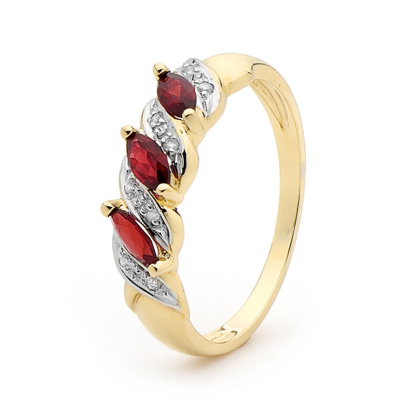 Created Ruby Anniversary Ring with Diamonds