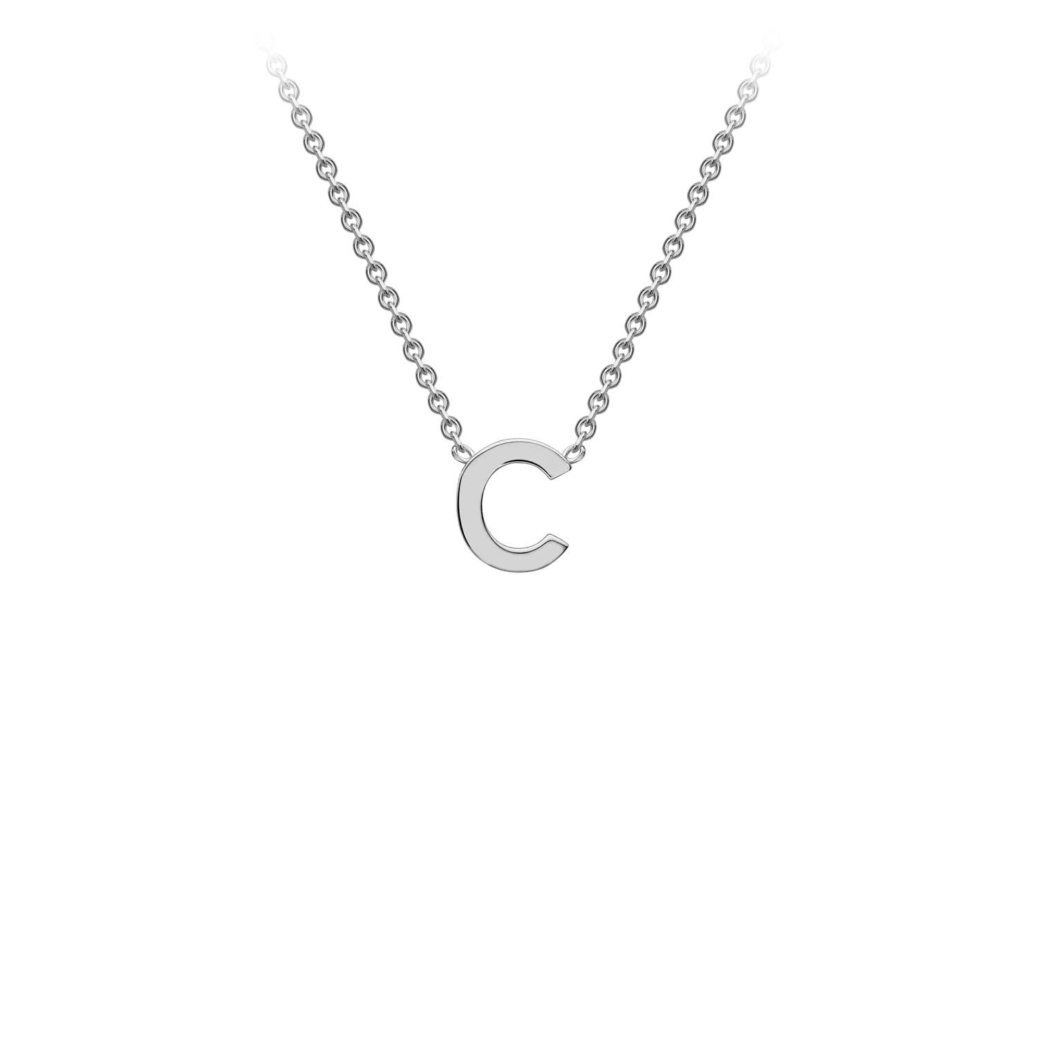 9ct White Gold 'C' Initial Adjustable Letter Necklace 38/43cm