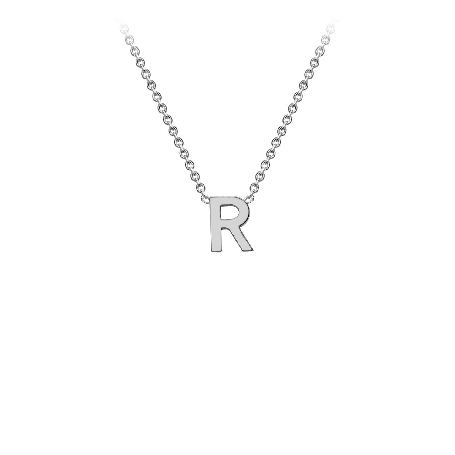 9ct White Gold 'R' Initial Adjustable Letter Necklace 38/43cm