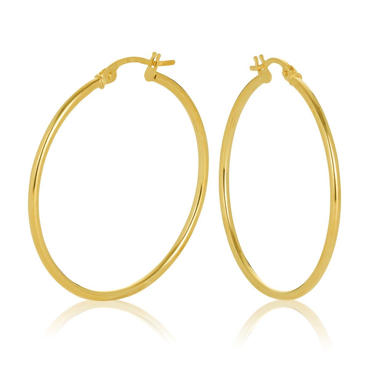 9ct Yellow Gold 1.5mm Round Tube Hoop Earring 30mm
