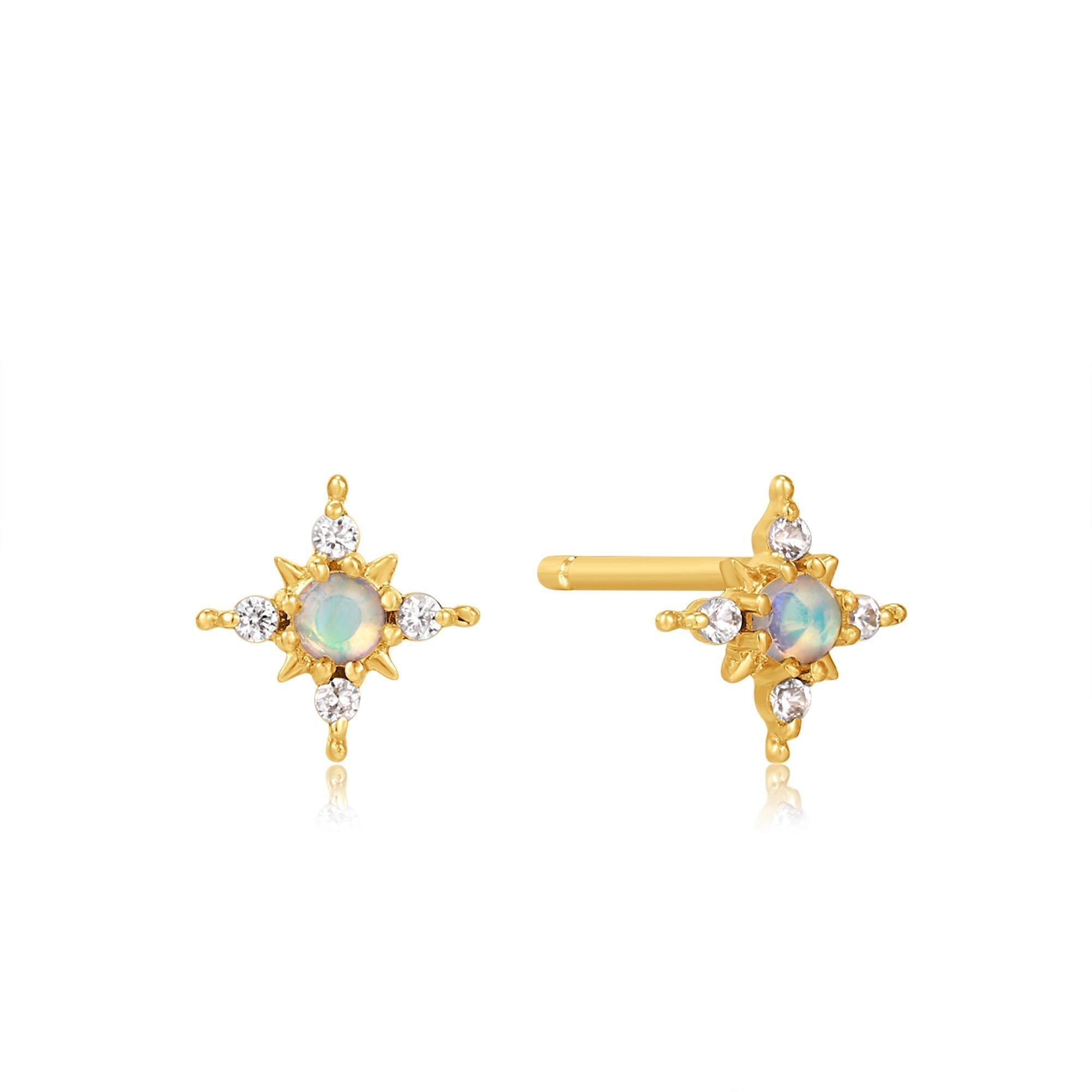 Ania Haie 14ct Gold Opal and White Sapphire Star Stud Earrings