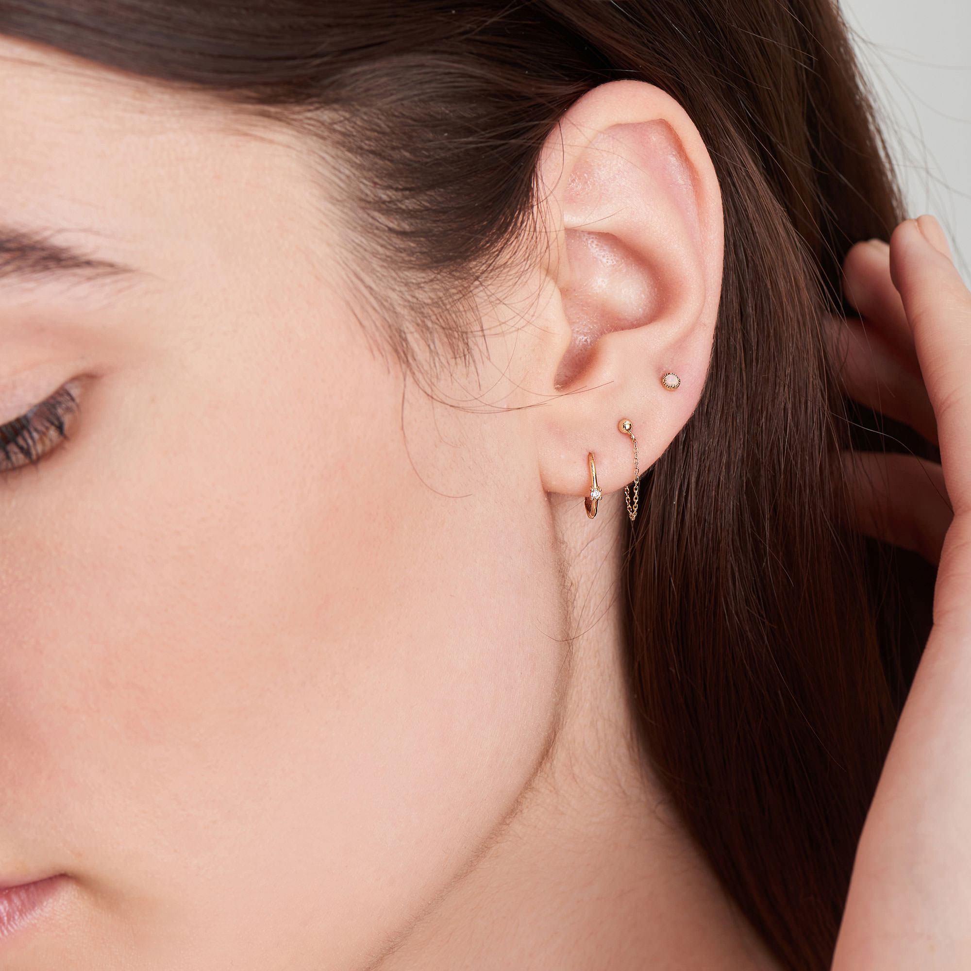 Ania Haie 14ct Gold Single Natural Diamond Huggie Hoop Earrings